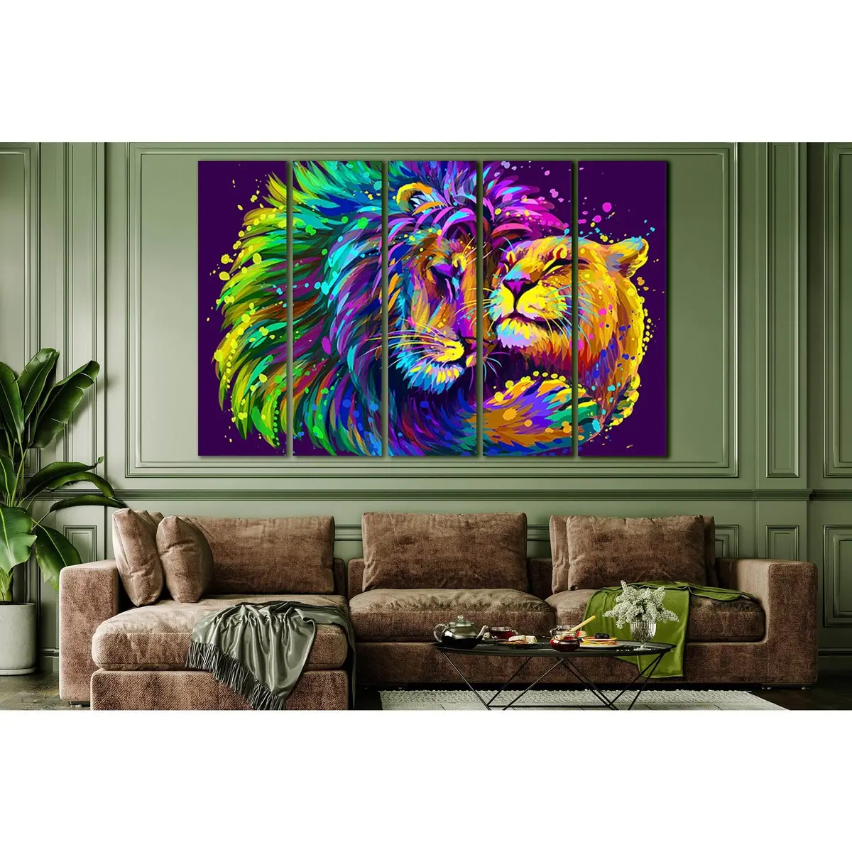 Lion Couple Embrace Canvas Wall Art – Ready-to-Hang Print SL552 - Image 3