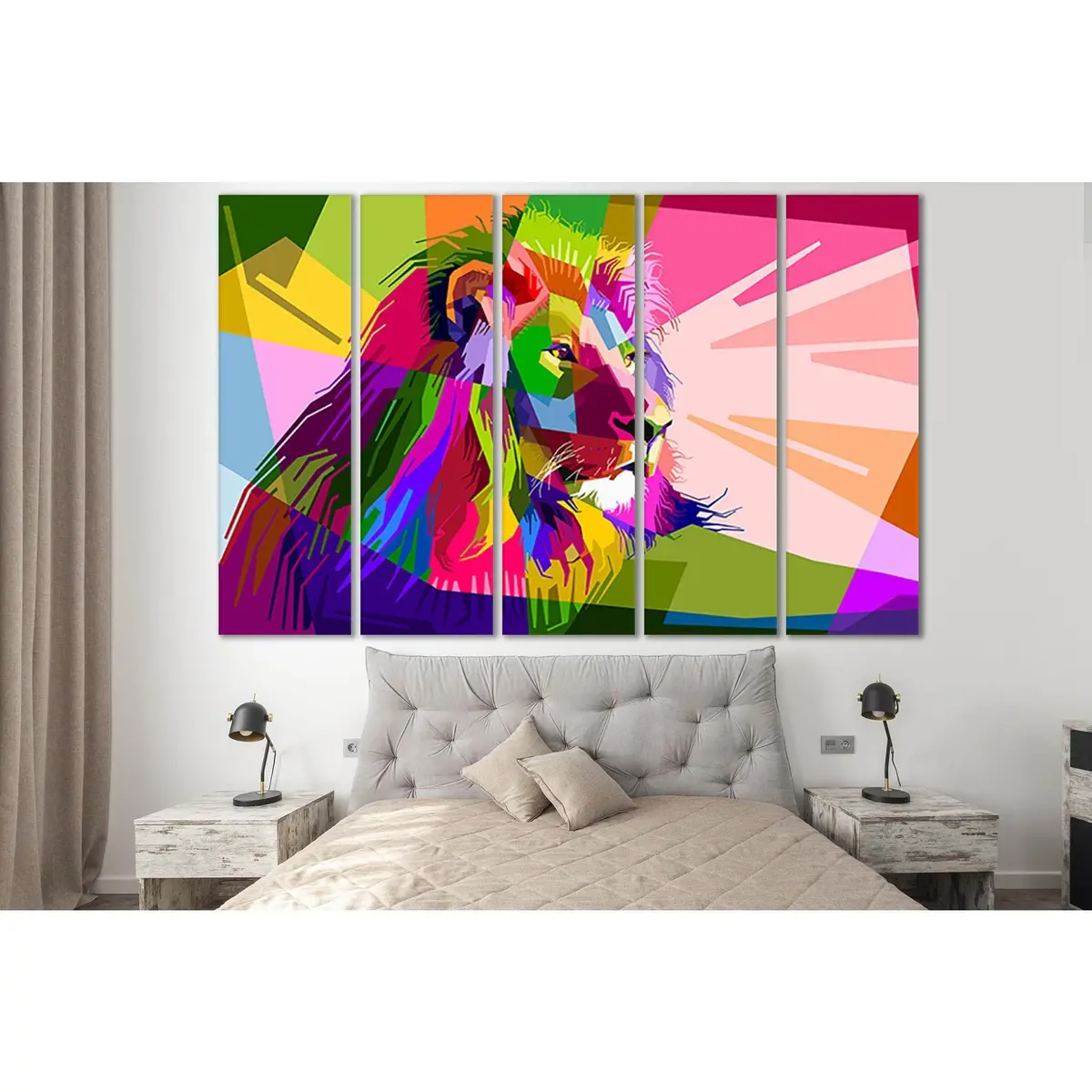 Premium Pop Art Lion Face Canvas Print – SL526, Ready-to-Hang Wall Decor - Image 3