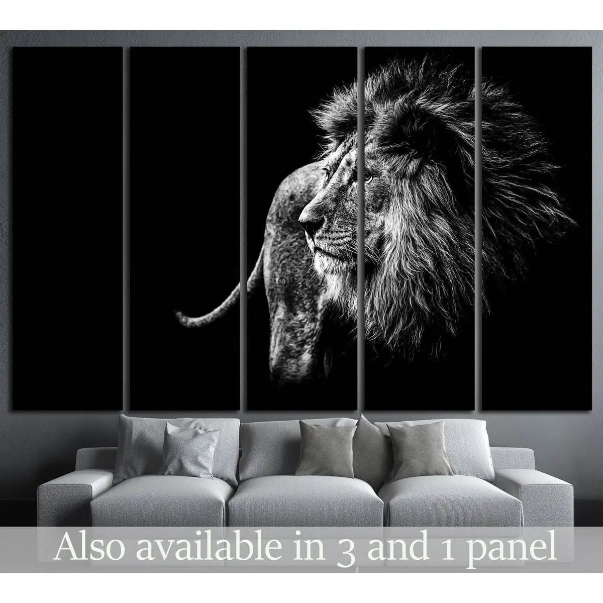 Monochrome Lion Canvas Art Print #1328 – Premium Ready-to-Hang Wall Decor