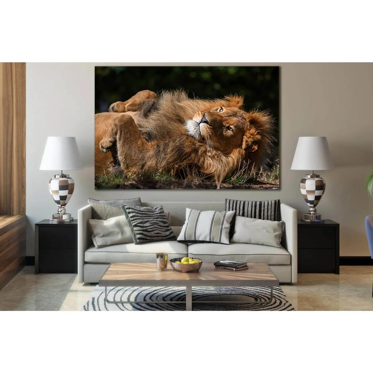 Lion Lying On His Back №Sl1036 Ready To Hang Canvas Print 1