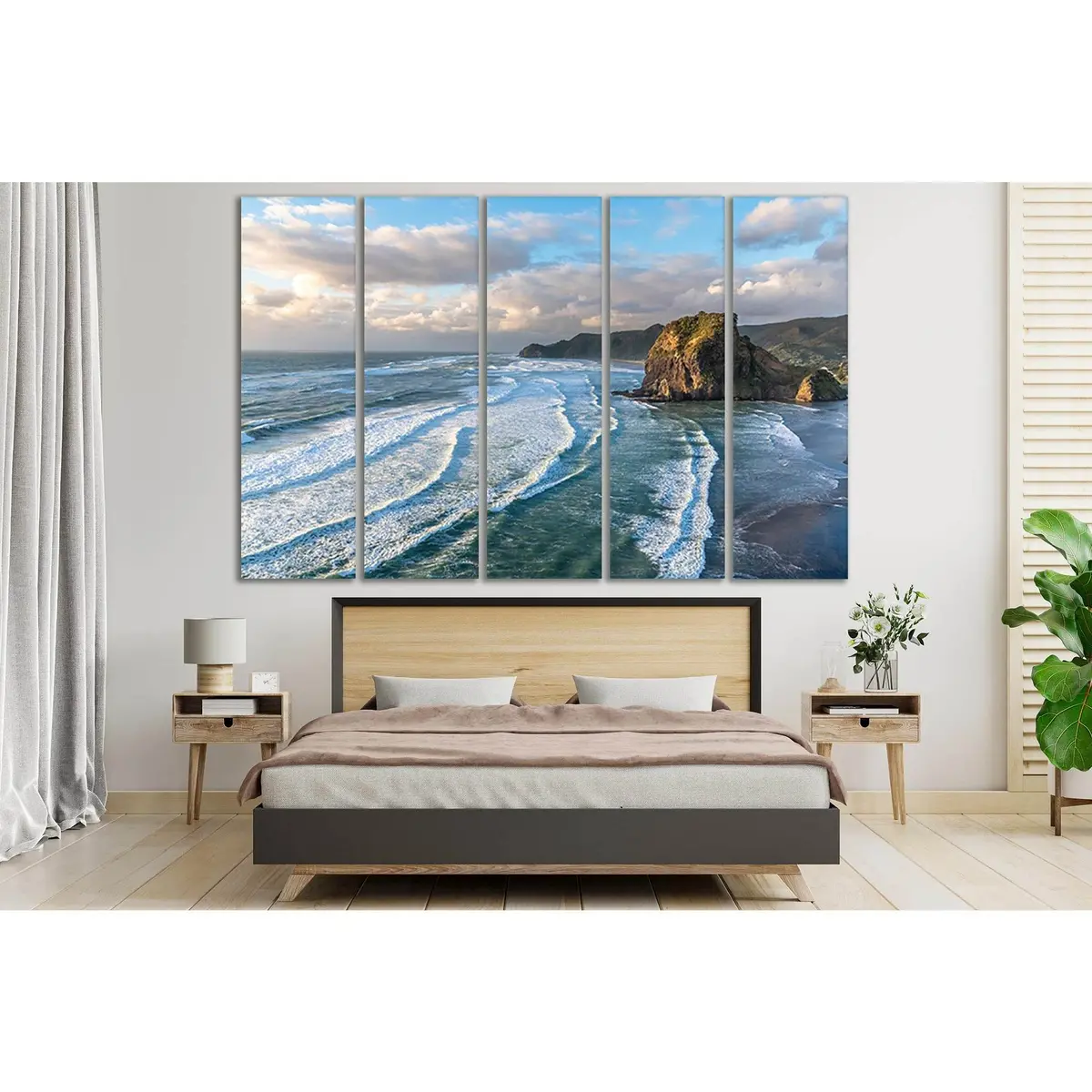 Lion Rock and Piha Beach Canvas Wall Art – SL154, Ready-to-Hang Premium Print
