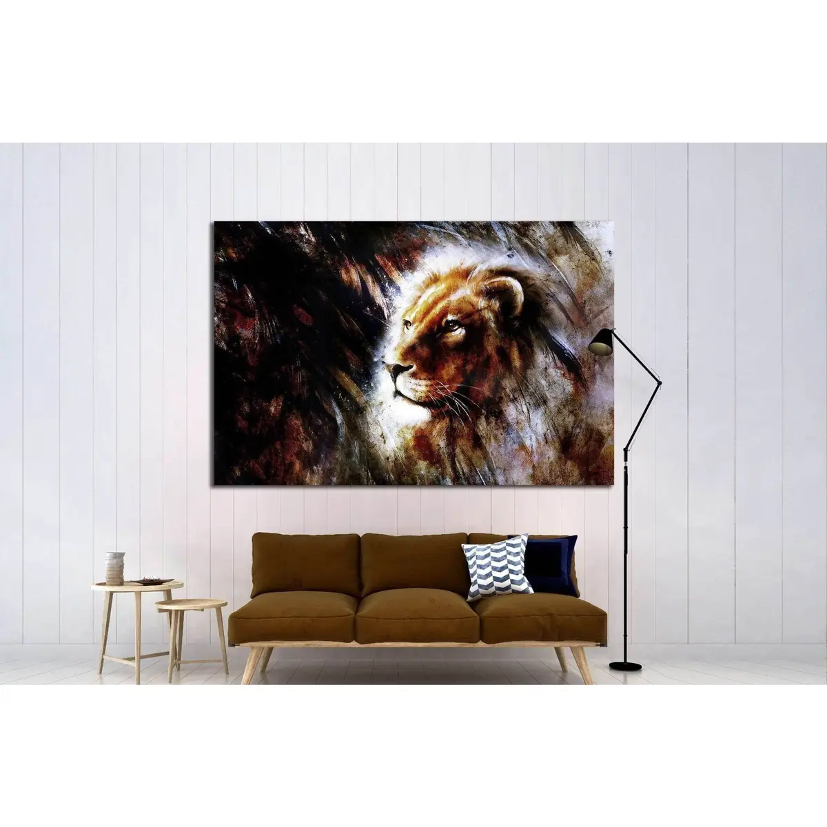 Lion Stare Head Shot №1852 Ready To Hang Canvas Print 3