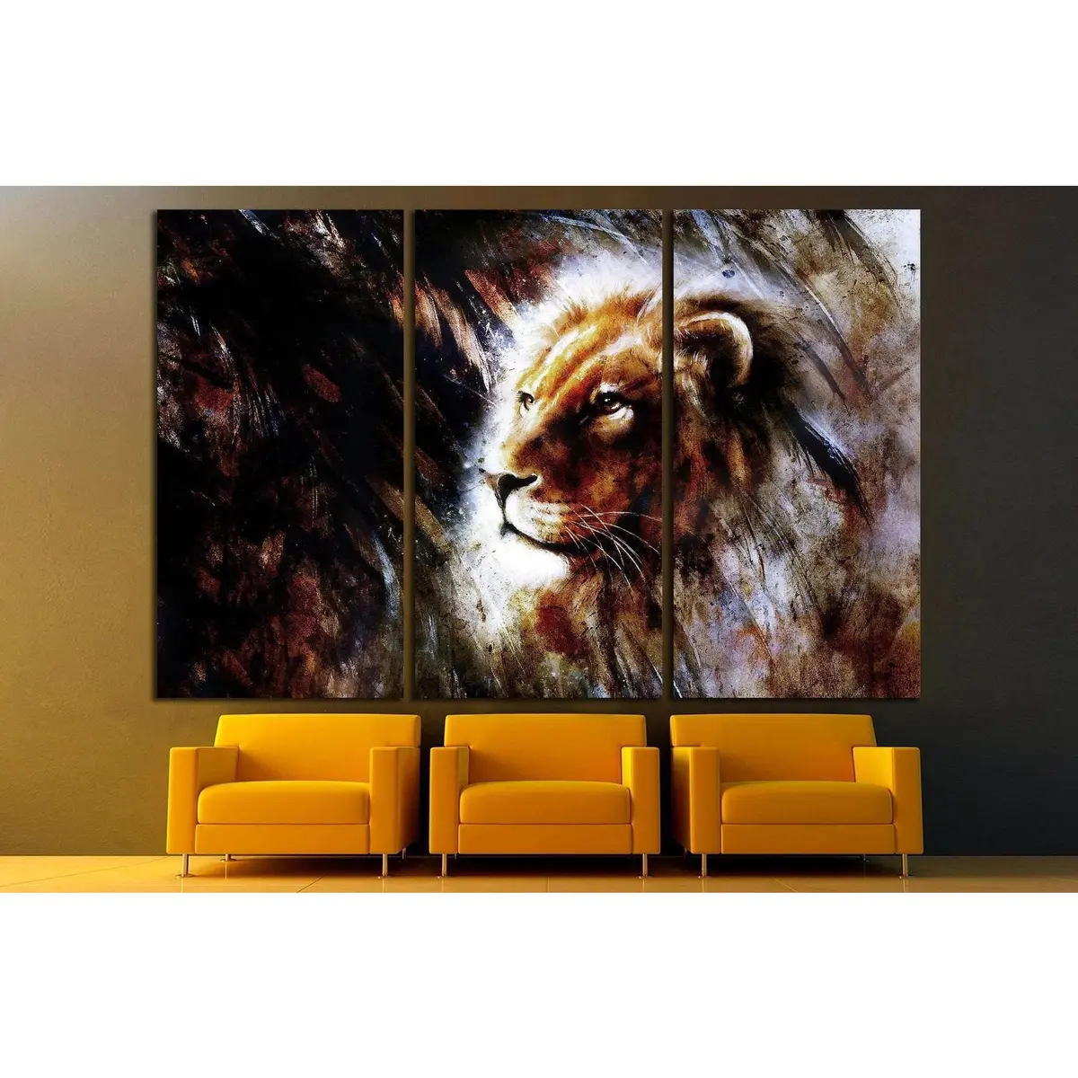 Lion Stare Head Shot №1852 Ready To Hang Canvas Print 5