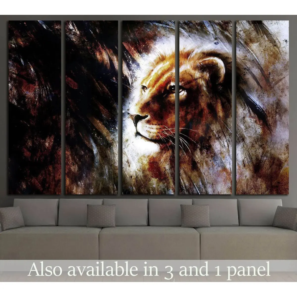 Majestic Lion Portrait #1852 – Ready-to-Hang Canvas Wall Art