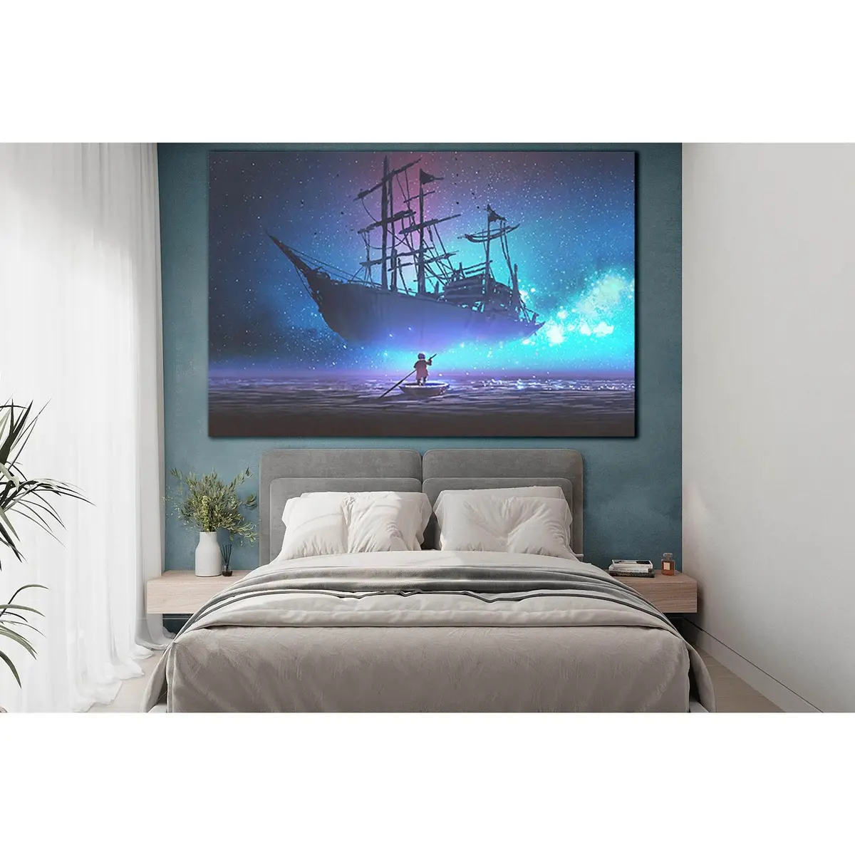 Little Boy And Fairy Ship №Sl1255 Ready To Hang Canvas Print 1