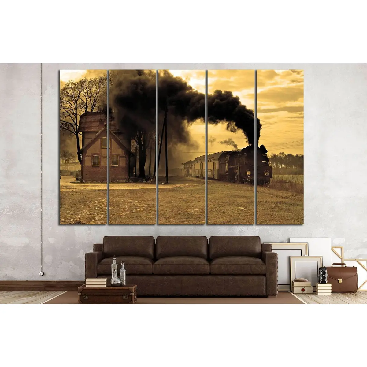 Vintage Locomotive with Smoke Art Print #236 – Ready-to-Hang Canvas Wall Decor - Image 2