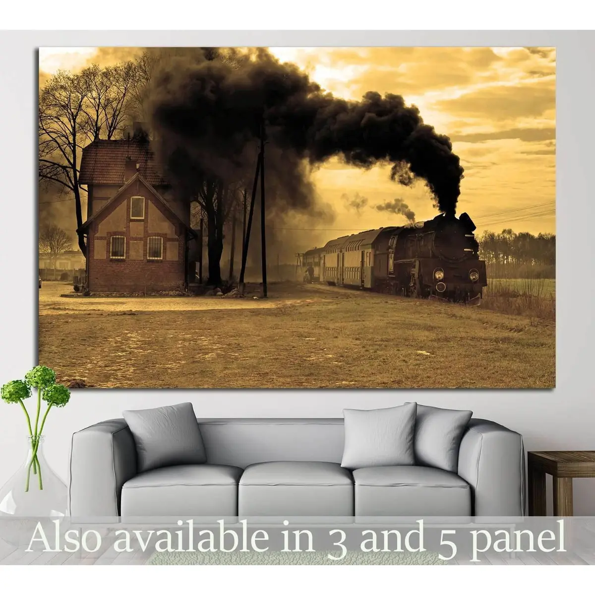 Locomotive And Smoke №236 Ready To Hang Canvas Print 1