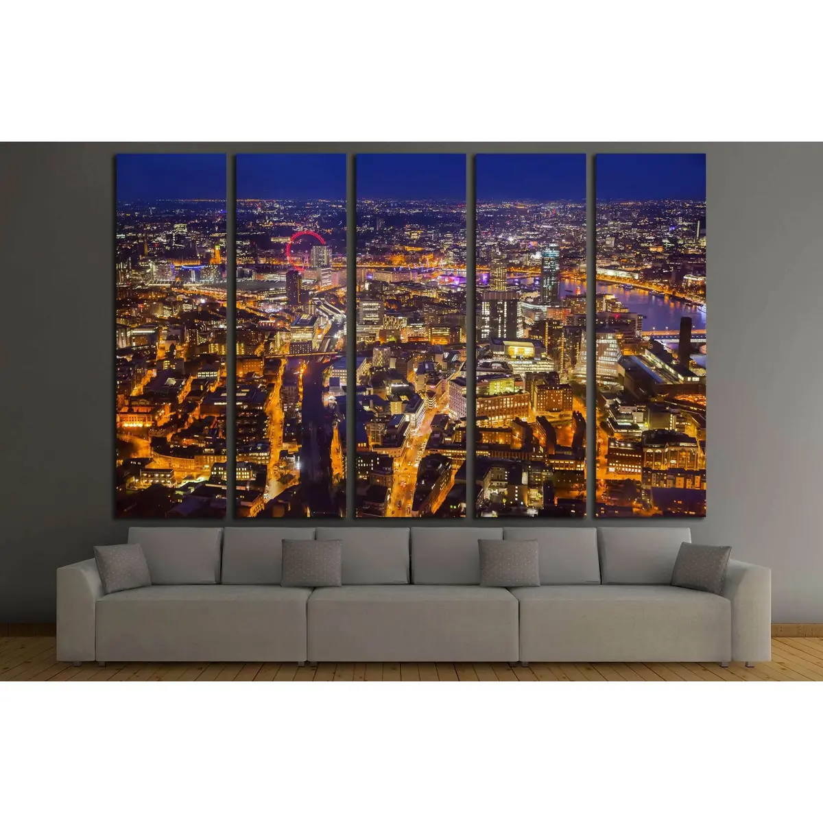 London Sunset Skyline Canvas Art №2974 – Ready-to-Hang Night City Lights Print - Image 3