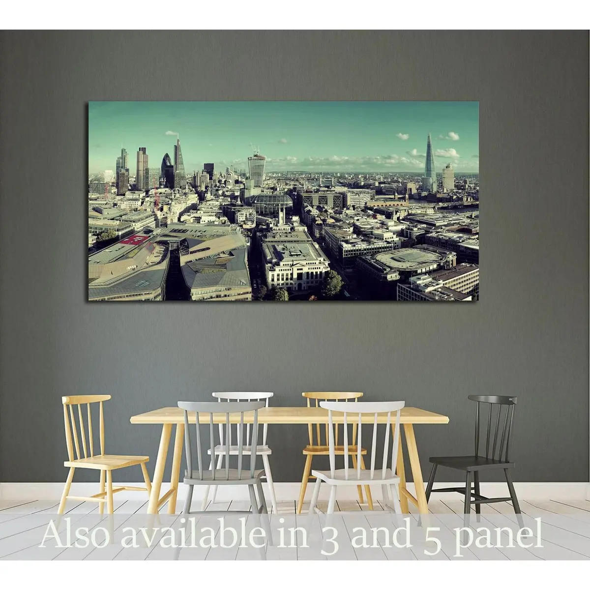 London City Rooftop View Panorama With Urban Architectures №2286 Ready To Hang Canvas Print 1