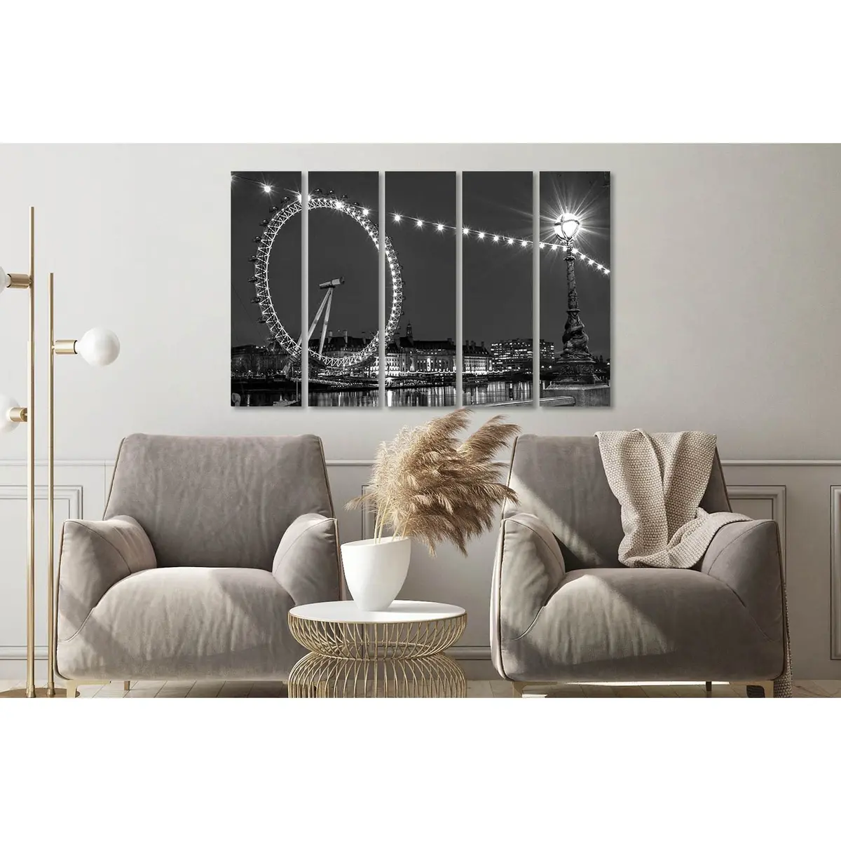 London Eye Wall Art Canvas Print – Style D2833, Fully Assembled with Hanging Hardware