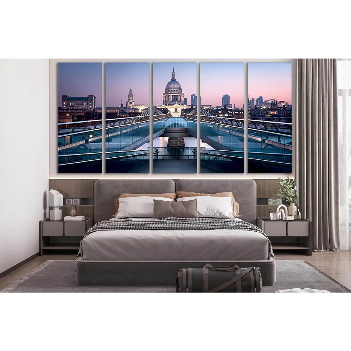 London Millennium Bridge Canvas Wall Art – Pre-Strung Ready-to-Hang Print - Image 3