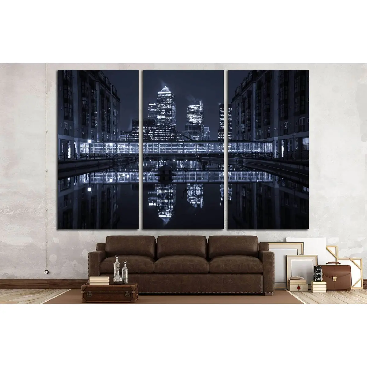London Modern Finance District In Downtown Illuminated At Night №2027 Ready To Hang Canvas Print 5