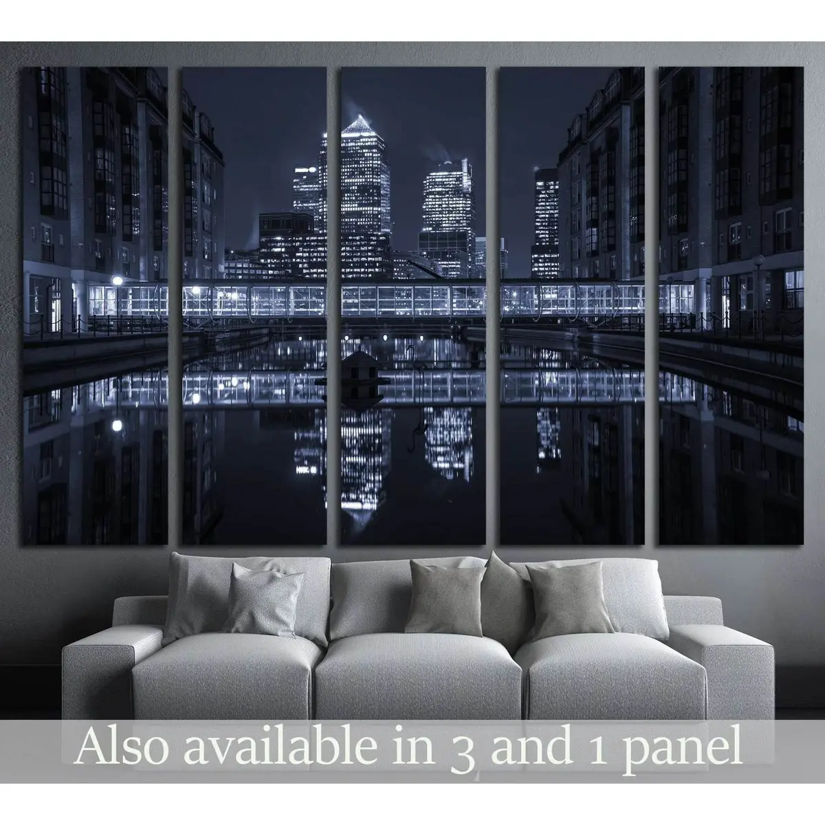 London Financial District Night Scene #2027 – Ready-to-Hang Canvas Wall Art