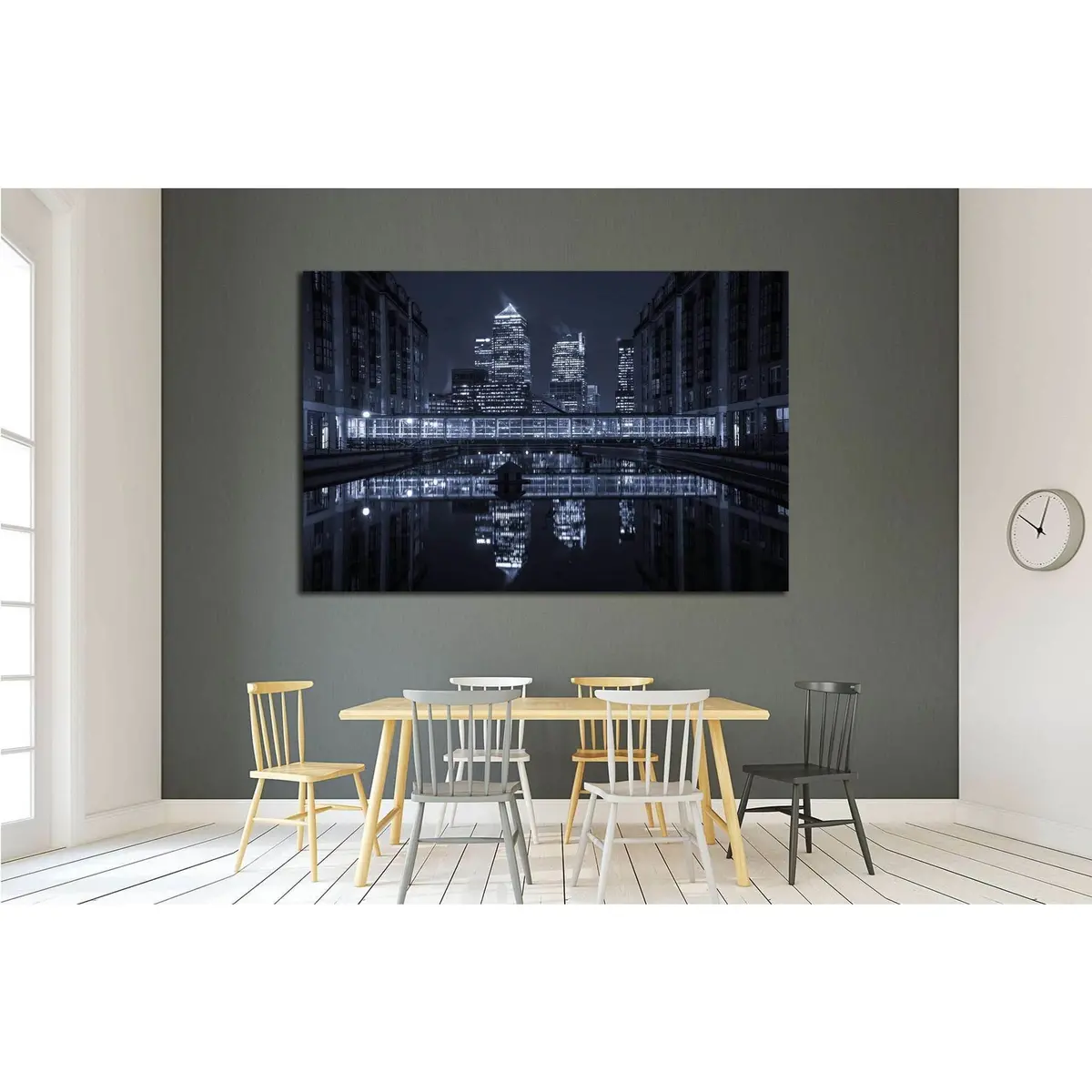 London Modern Finance District In Downtown Illuminated At Night №2027 Ready To Hang Canvas Print 3