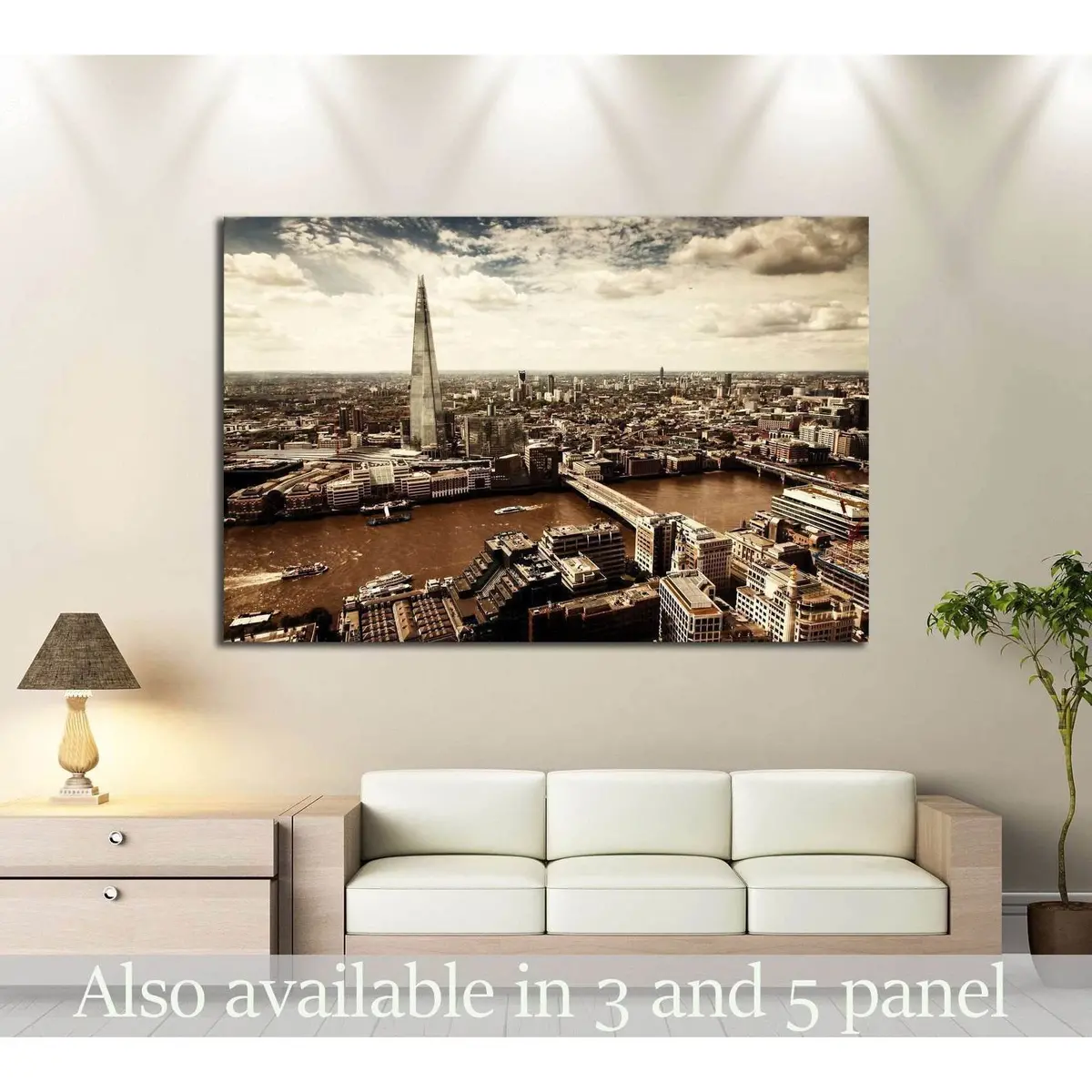 London, Uk, City Of London Aerial View, Shard And River Thames №2315 Ready To Hang Canvas Print 1