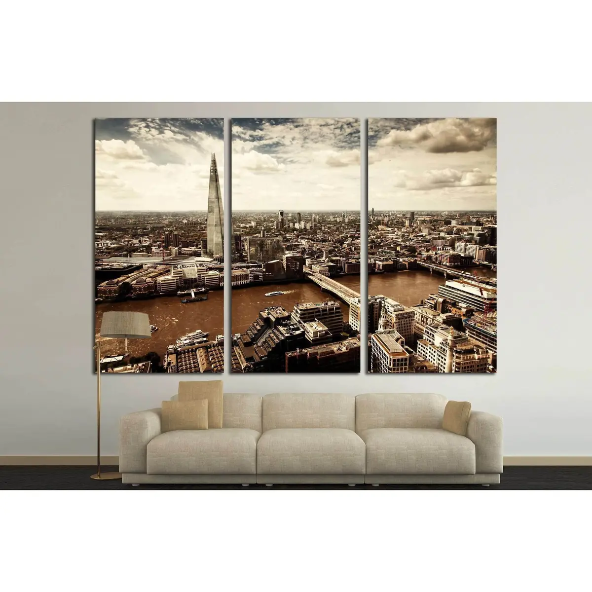 London, Uk, City Of London Aerial View, Shard And River Thames №2315 Ready To Hang Canvas Print 5