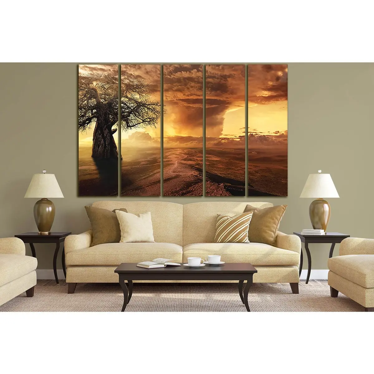 Solitary Baobab Tree Under Dramatic Clouds – SL510 Premium Ready-to-Hang Canvas Art