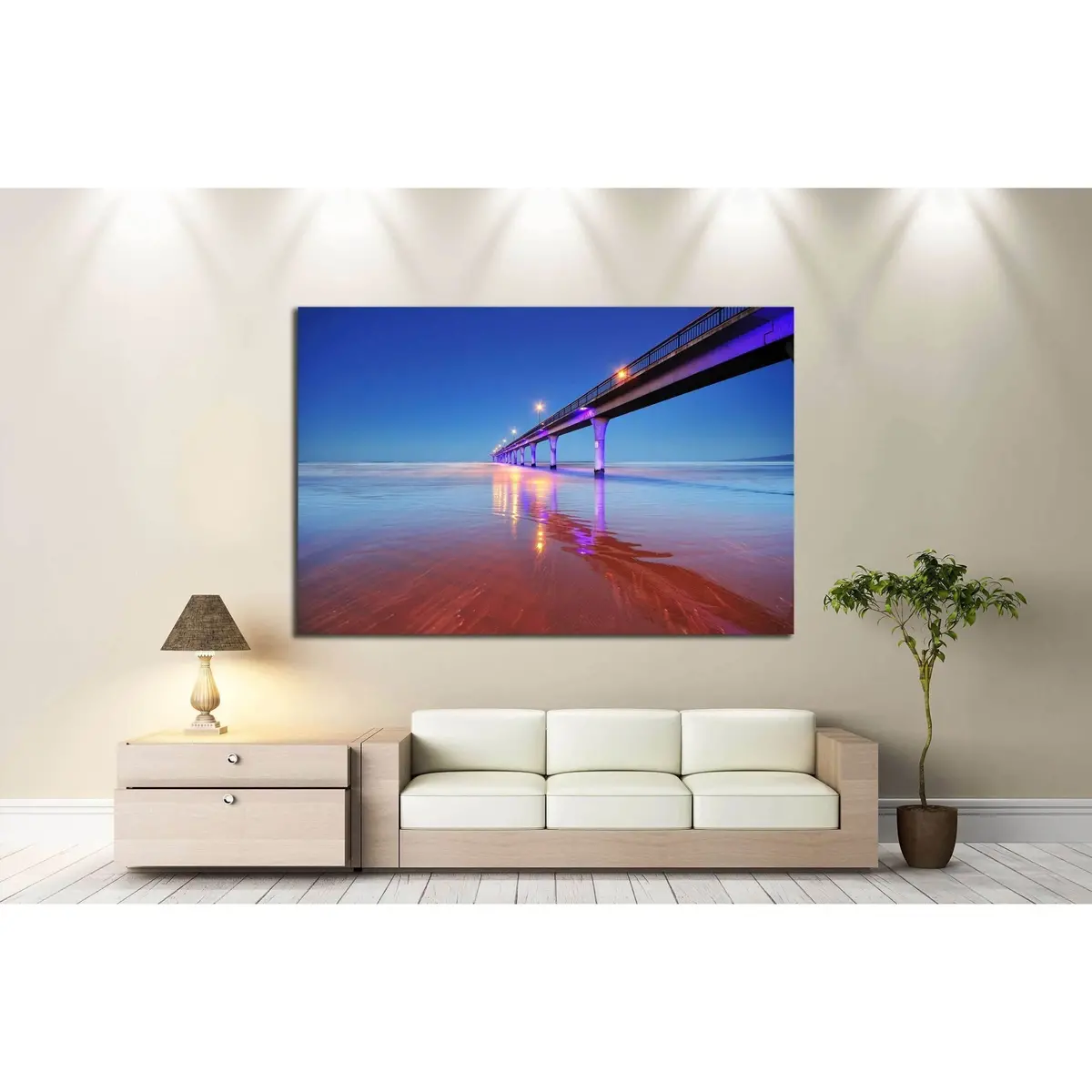 Long Exposure Of An Ocean And New Brighton Pier Christchurch №2254 Ready To Hang Canvas Print 3
