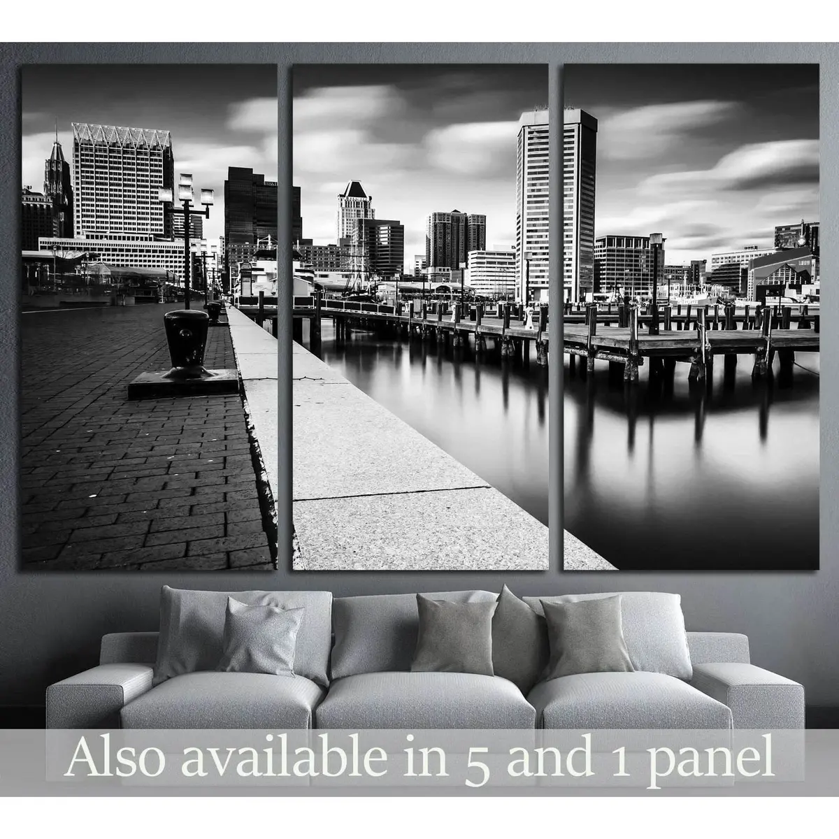 Long Exposure Of The Baltimore Skyline And Inner Harbor Promenade, Baltimore, Maryland №2177 Ready To Hang Canvas Print 5