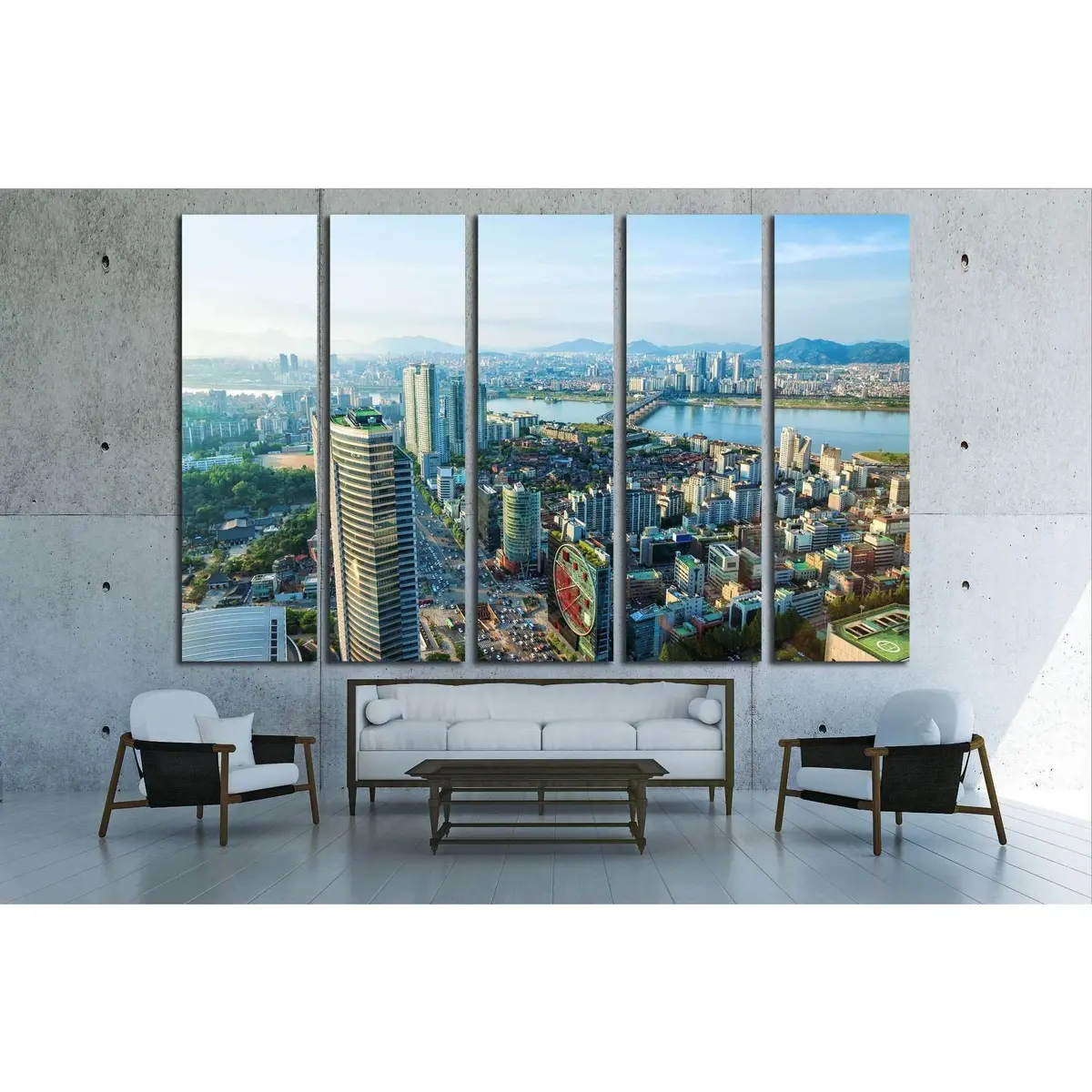 Downtown Seoul Cityscape Featuring the Han River – Ready-to-Hang Canvas Art Print #1631 - Image 3
