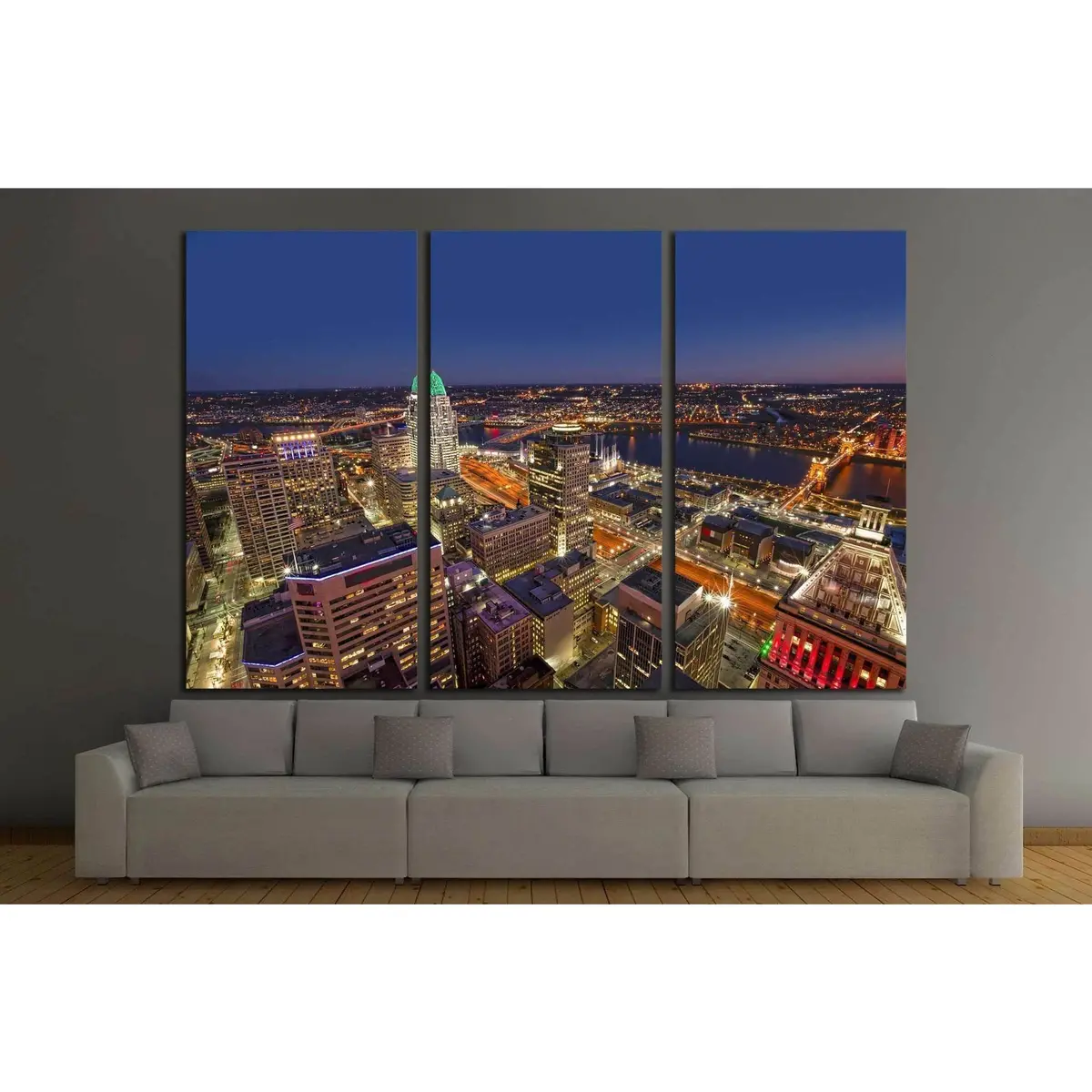 Looking South East At The Beautiful Skyline Of Downtown Cincinnati №1719 Ready To Hang Canvas Print 5