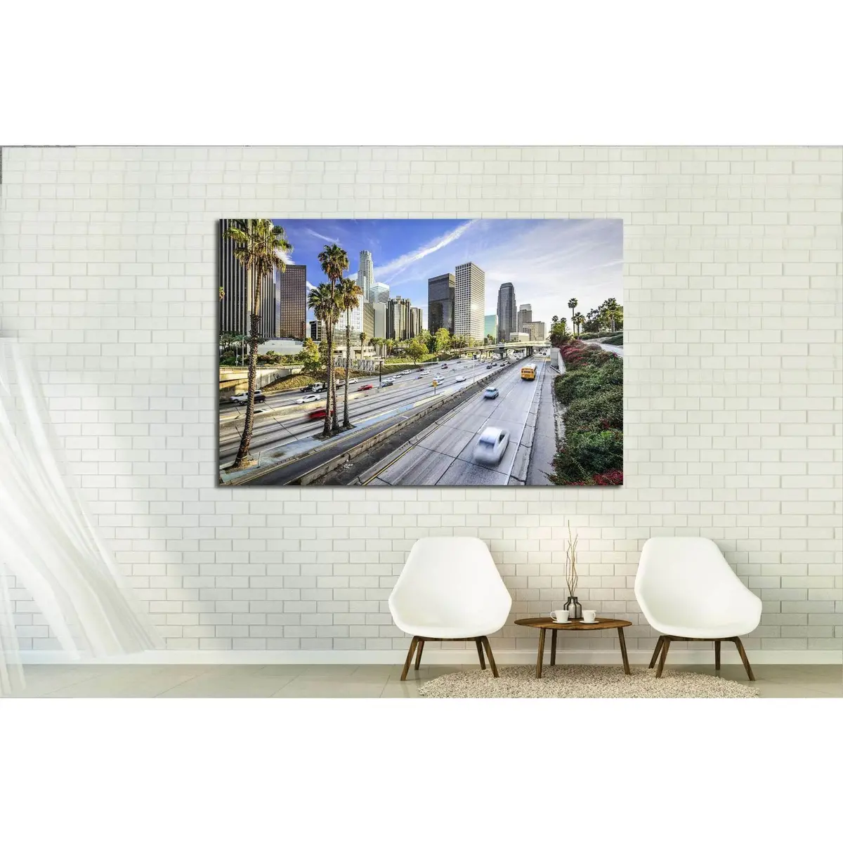 Los Angeles, California, Usa Downtown Cityscape №1635 Ready To Hang Canvas Print 3