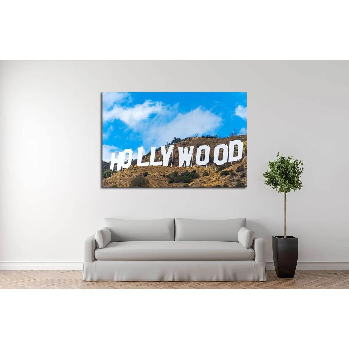 Los Angeles, California,Hollywood Sign Under A Blue Sky With Clouds №2110 Ready To Hang Canvas Print 3