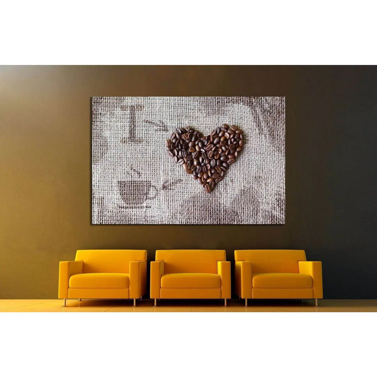 Love Coffee, Coffee Beans Heart Shape Background №1915 Ready To Hang Canvas Print 2