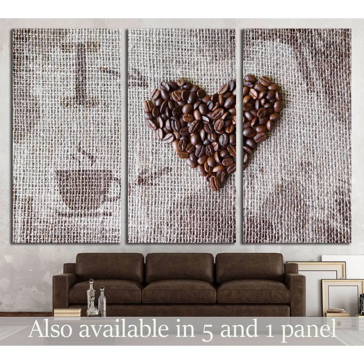 Love Coffee, Coffee Beans Heart Shape Background №1915 Ready To Hang Canvas Print 1