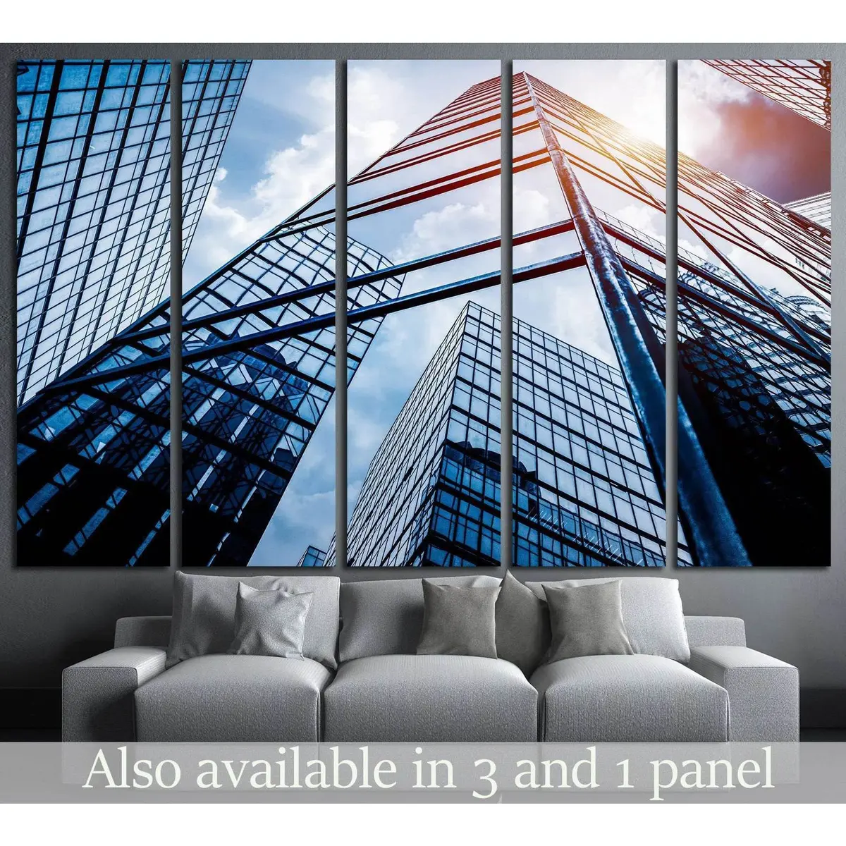 Contemporary Skyscraper Canvas Art – Low-Angle Urban Wall Decor