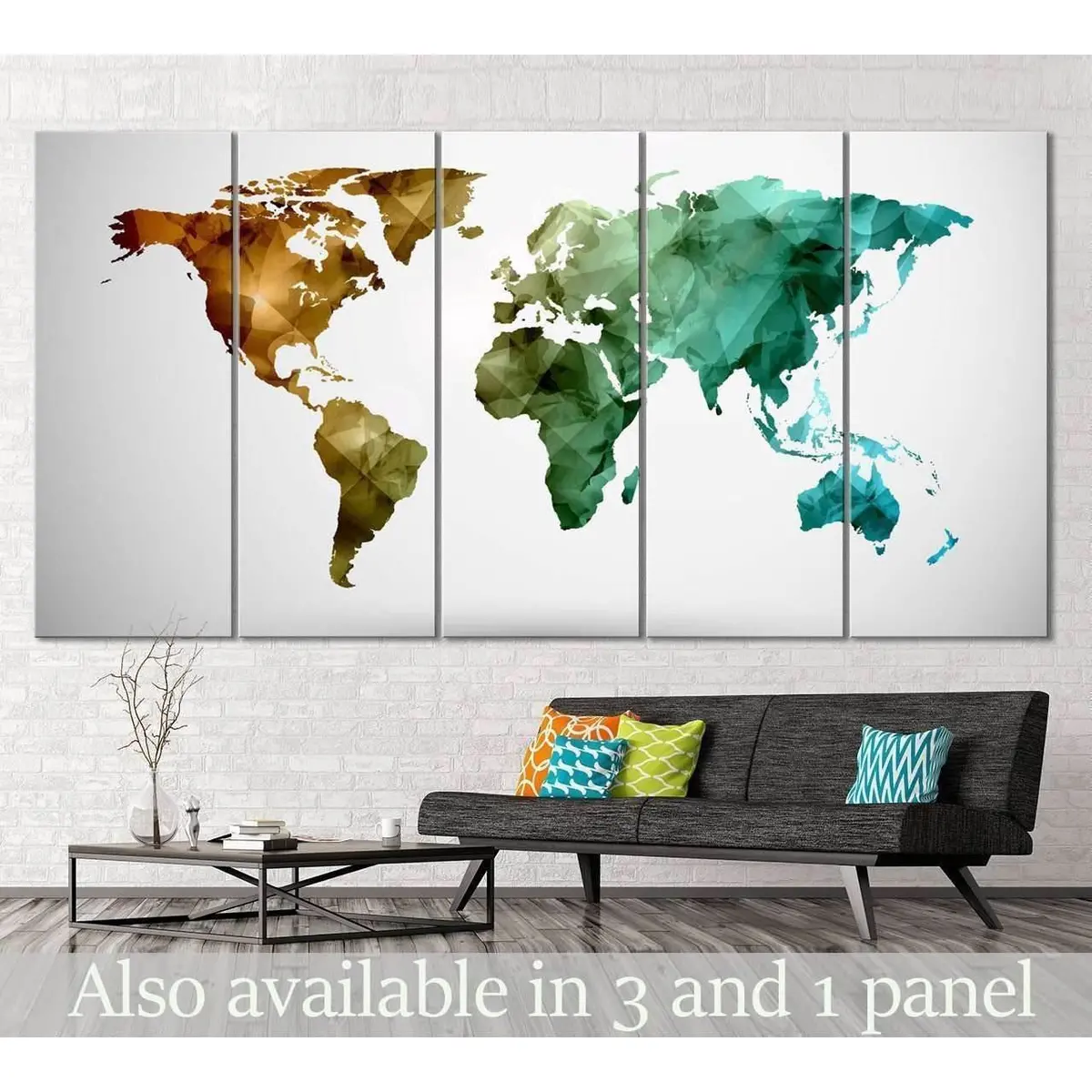 Low Poly World Map #111 — Premium Ready-to-Hang Canvas Wall Art