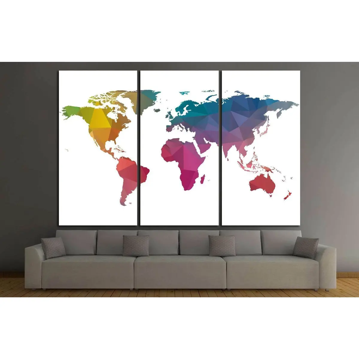 Low Poly World Map №1455 Ready To Hang Canvas Print 3