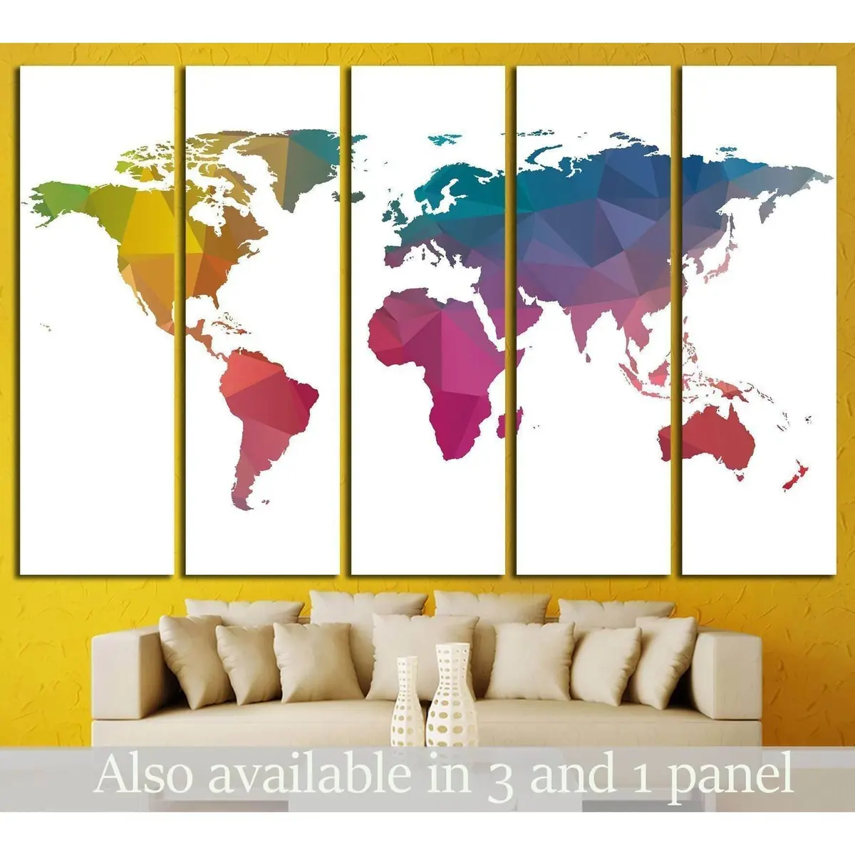 Low Poly World Map №1455 Ready To Hang Canvas Print 1