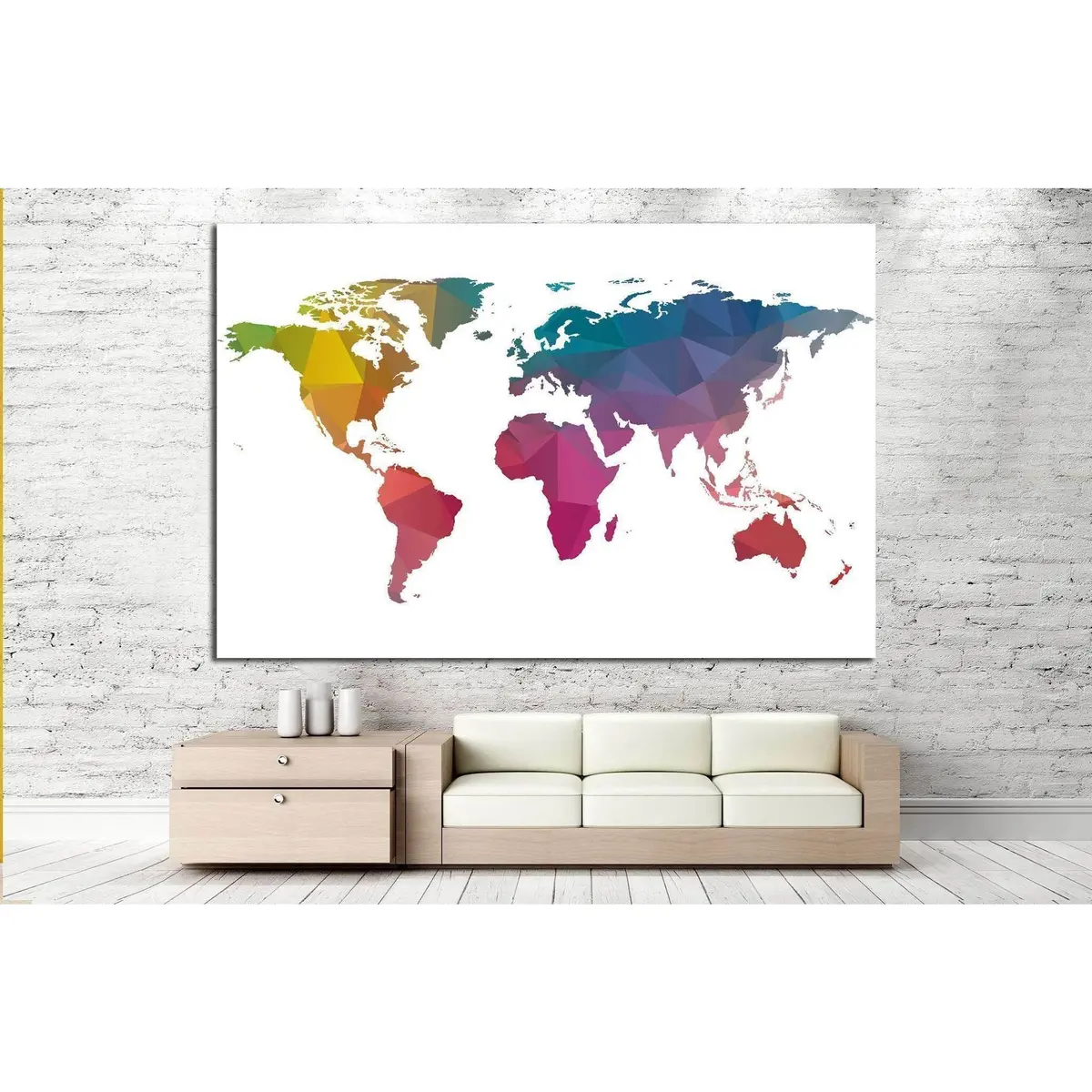 Low Poly World Map №1455 Ready To Hang Canvas Print 2