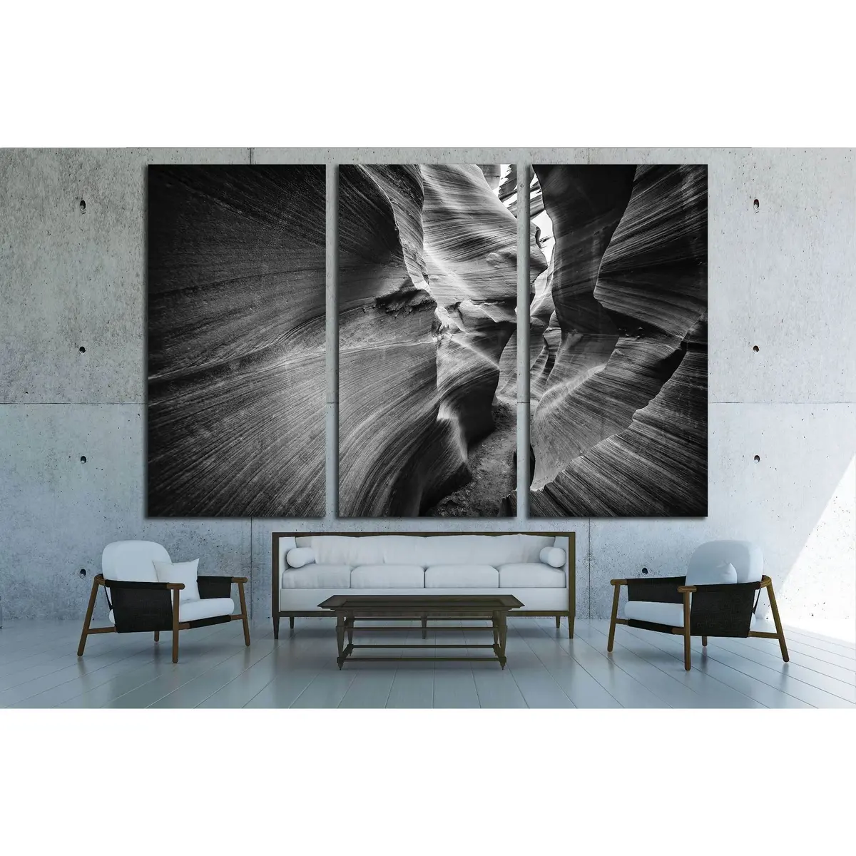 Lower Antelope Canyon In Black And White №2861 Ready To Hang Canvas Print 5