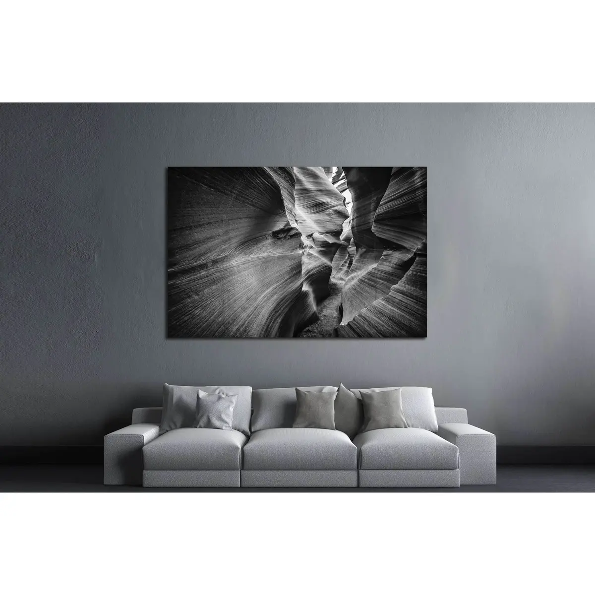 Lower Antelope Canyon In Black And White №2861 Ready To Hang Canvas Print 3