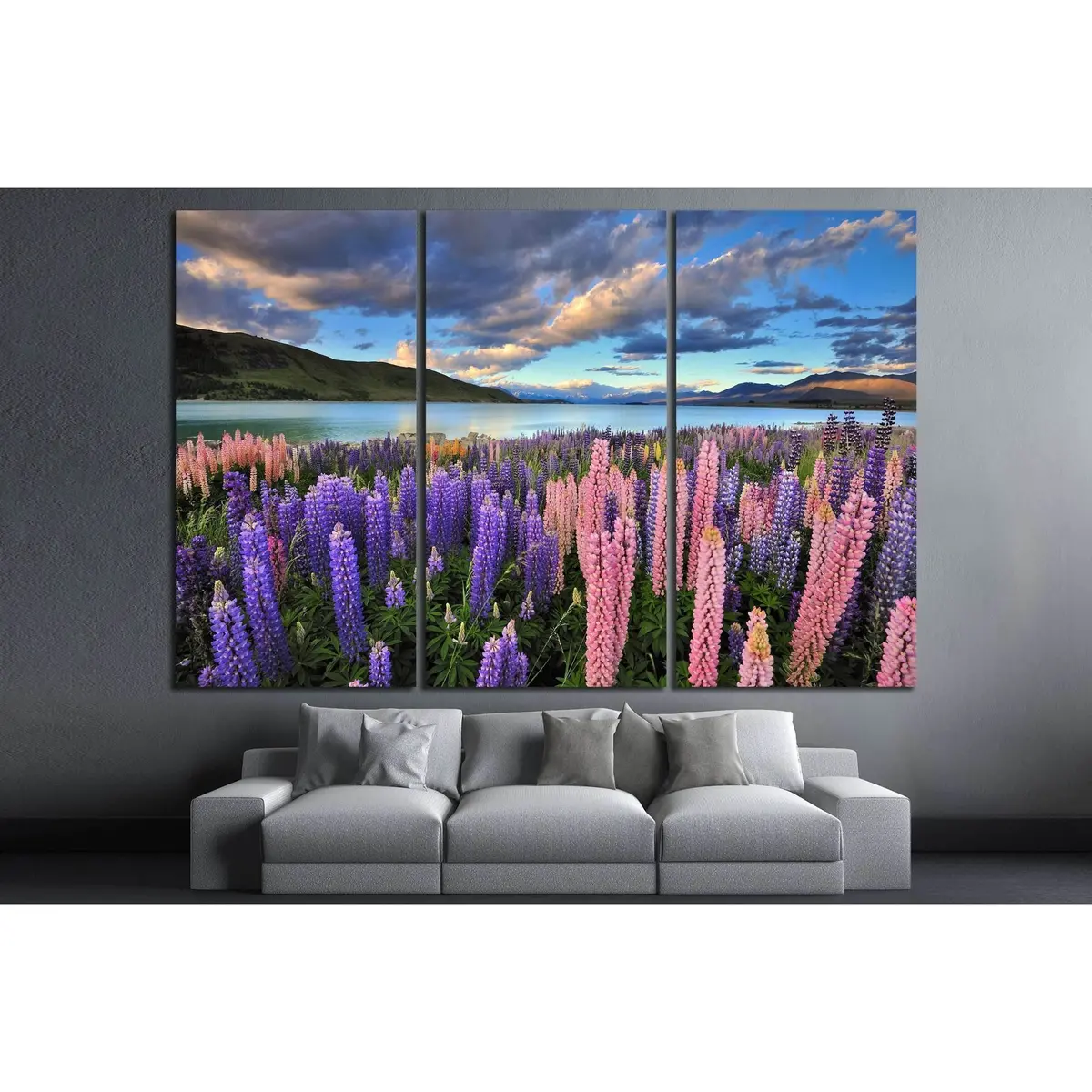 Lupins On The Shore Of Lake Tekapo, New Zealand №2510 Ready To Hang Canvas Print 5