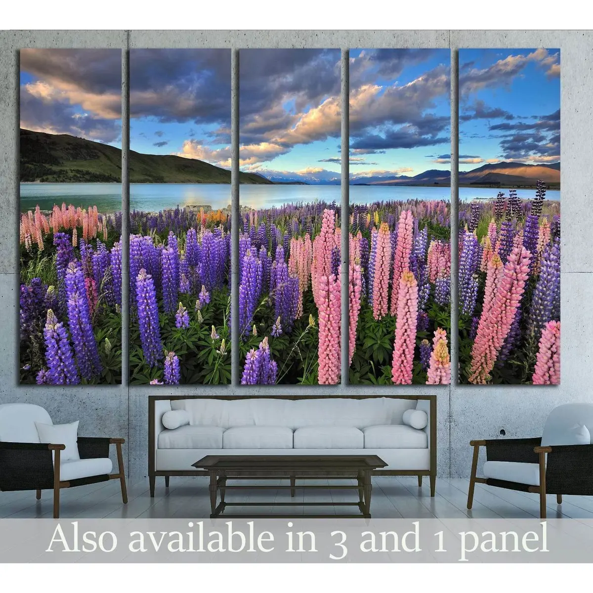 Vibrant Lupins at Lake Tekapo, New Zealand – Ready-to-Hang Canvas Art Print #2510