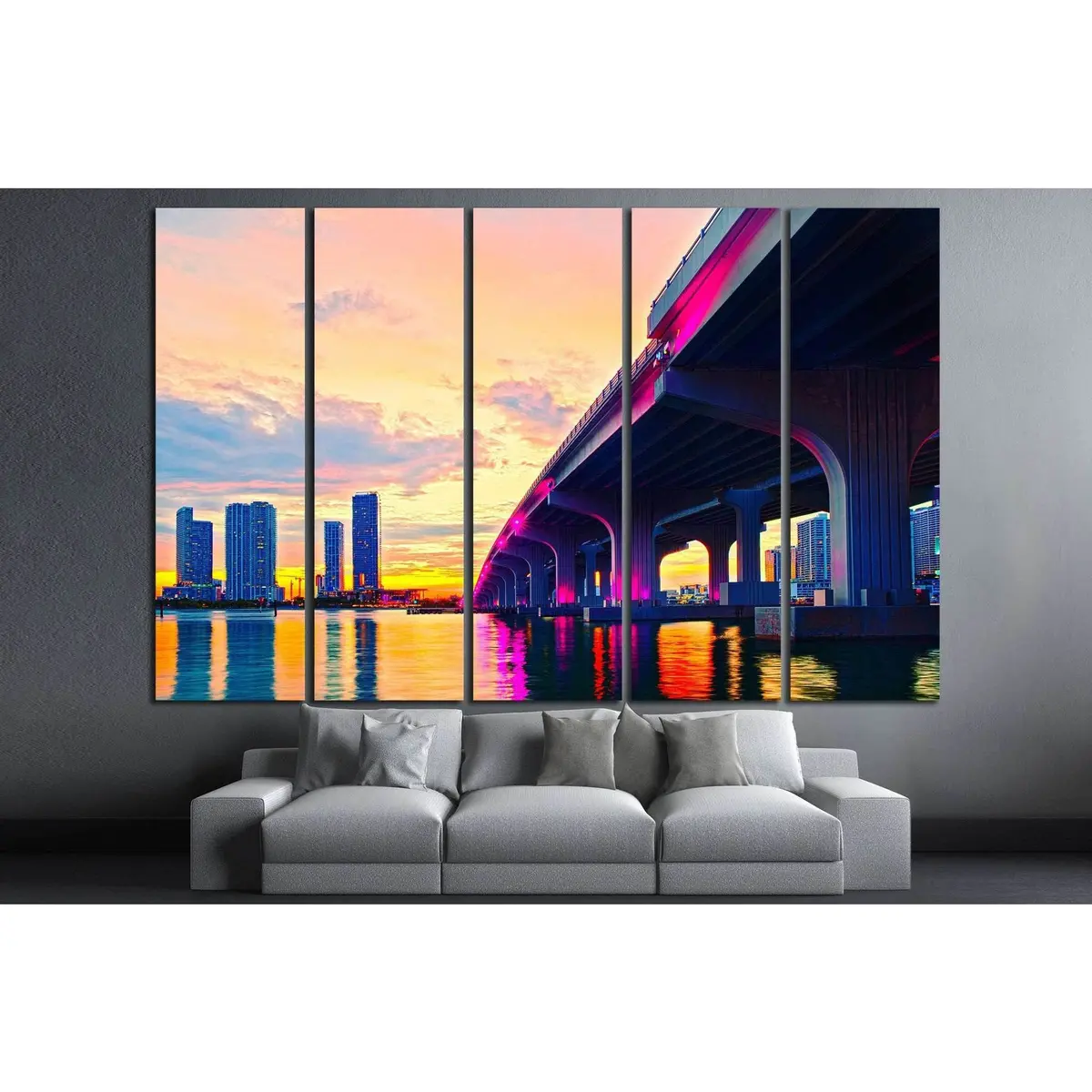 Macarthur Bridge, Miami, Florida №1095 Ready To Hang Canvas Print 2