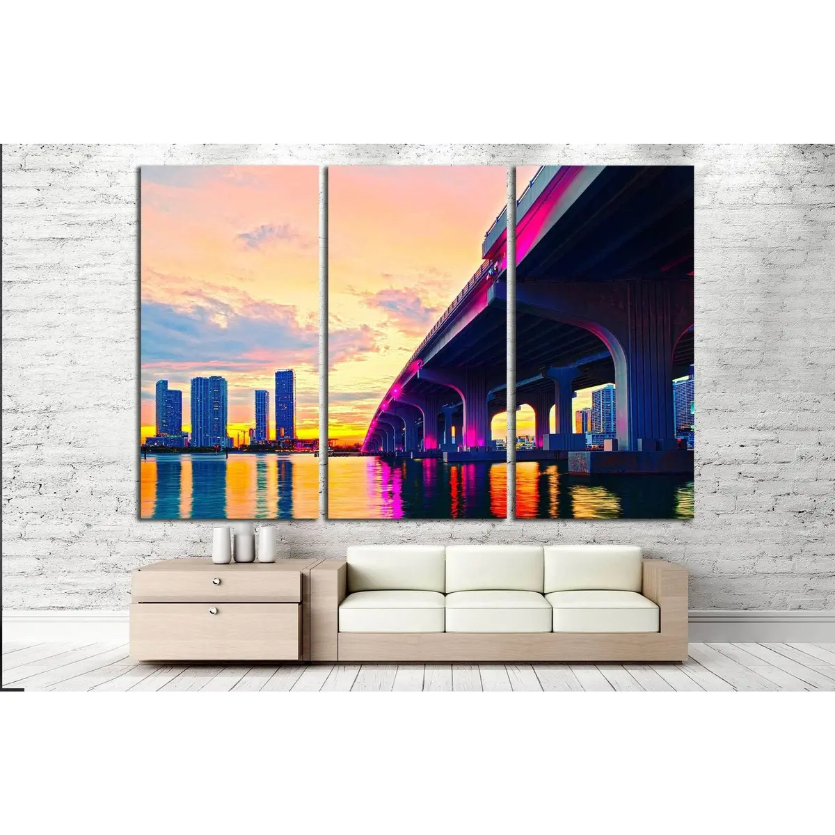 Macarthur Bridge, Miami, Florida №1095 Ready To Hang Canvas Print 3