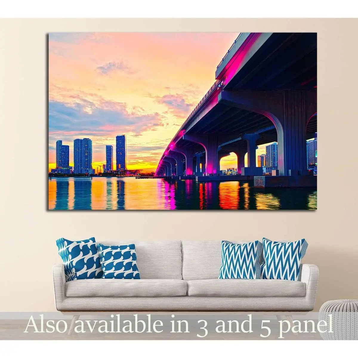 Macarthur Bridge, Miami, Florida №1095 Ready To Hang Canvas Print 1
