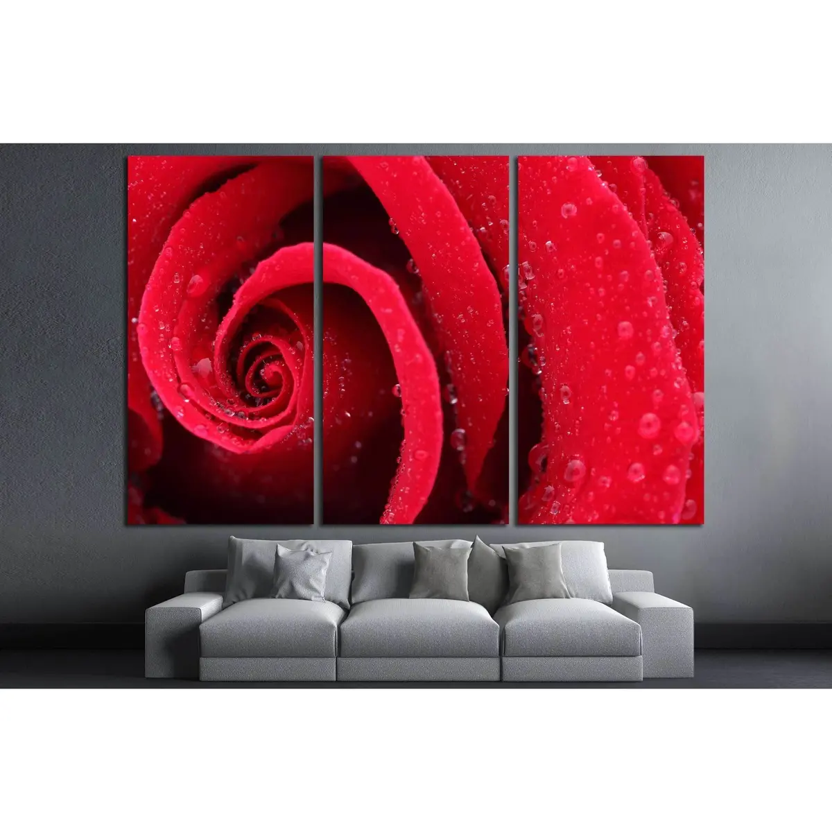 Macro Shot Of A Red Rose №2551 Ready To Hang Canvas Print 5