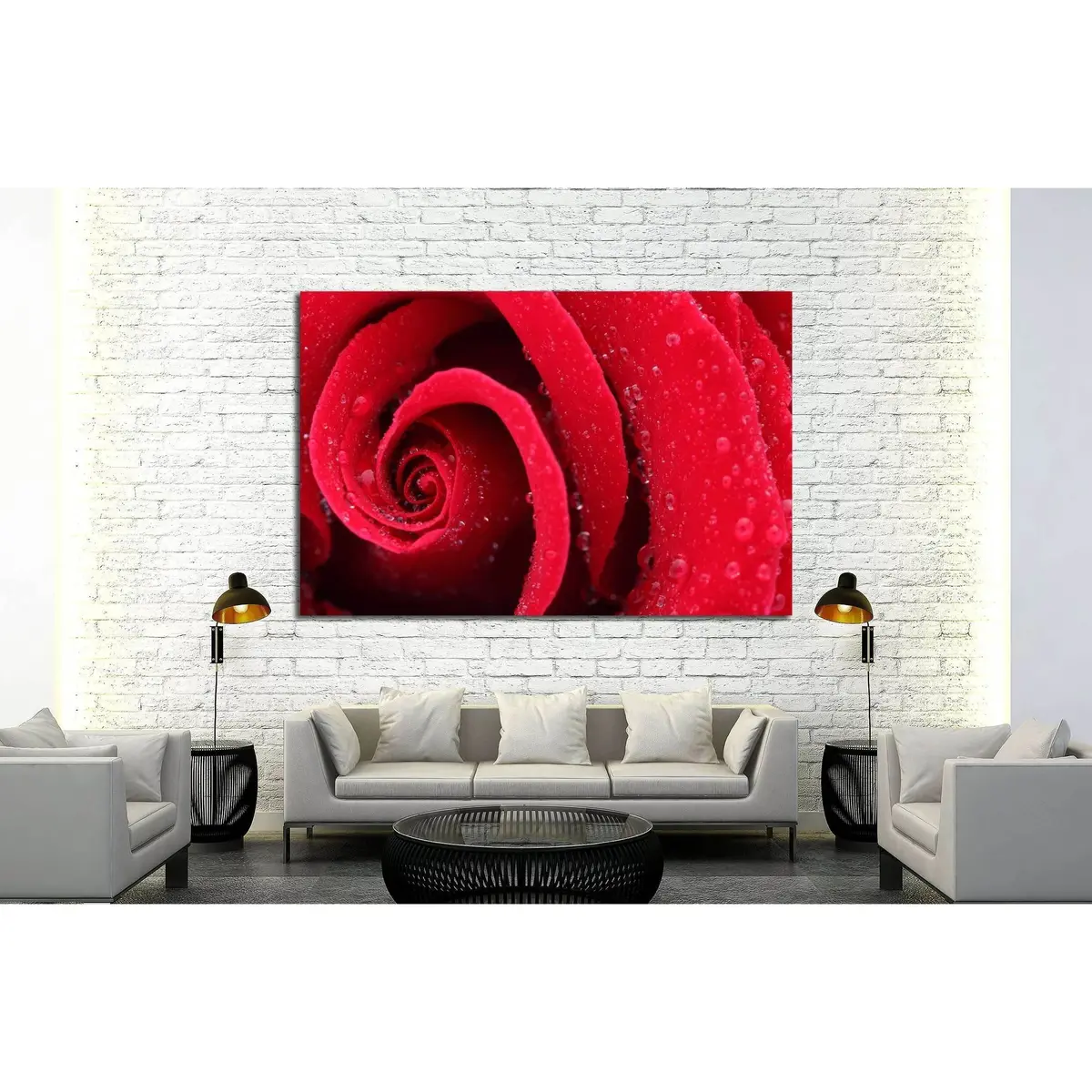 Macro Shot Of A Red Rose №2551 Ready To Hang Canvas Print 3