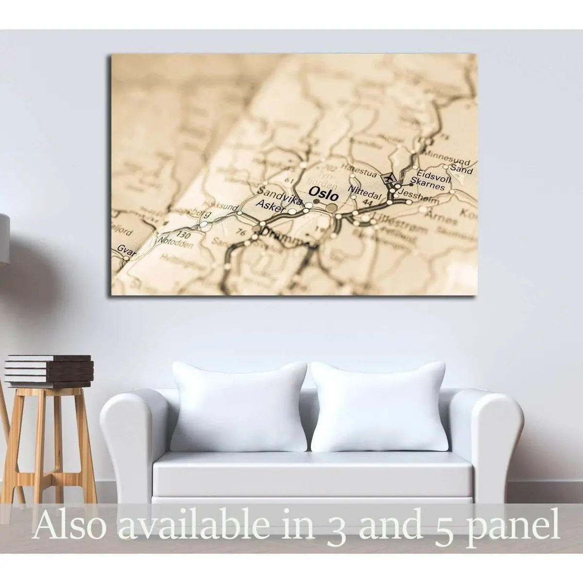Macro View Of Oslo, Norway On Map №2102 Ready To Hang Canvas Print 1