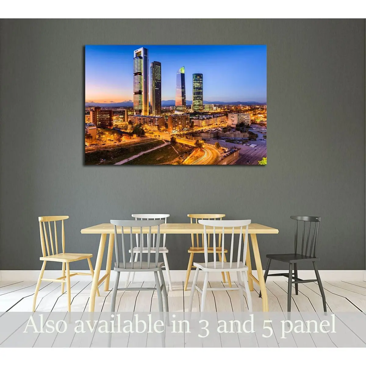 Madrid, Spain Financial District Skyline At Twilight №2999 Ready To Hang Canvas Print 1