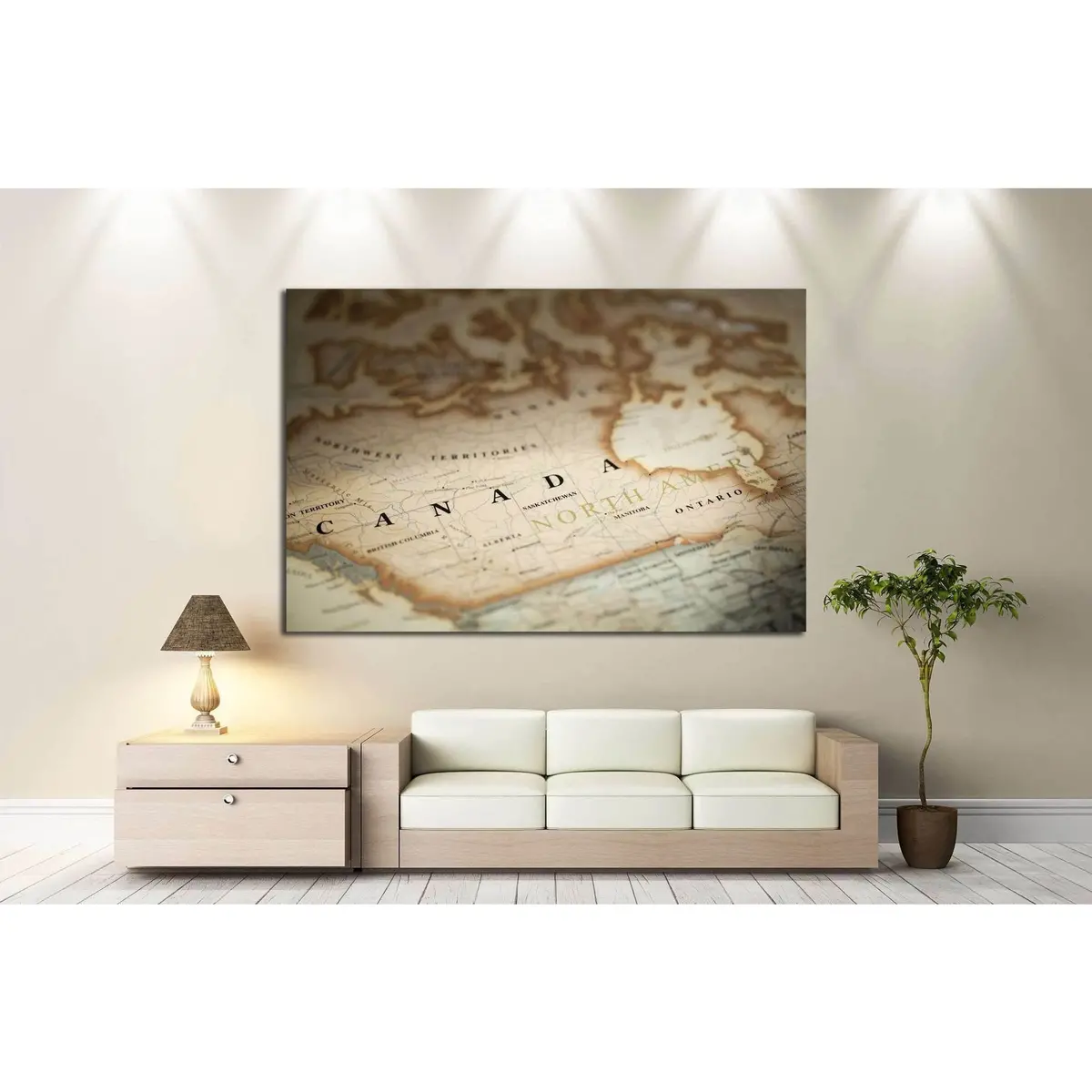 Magnifying Canada On Map №2101 Ready To Hang Canvas Print 3