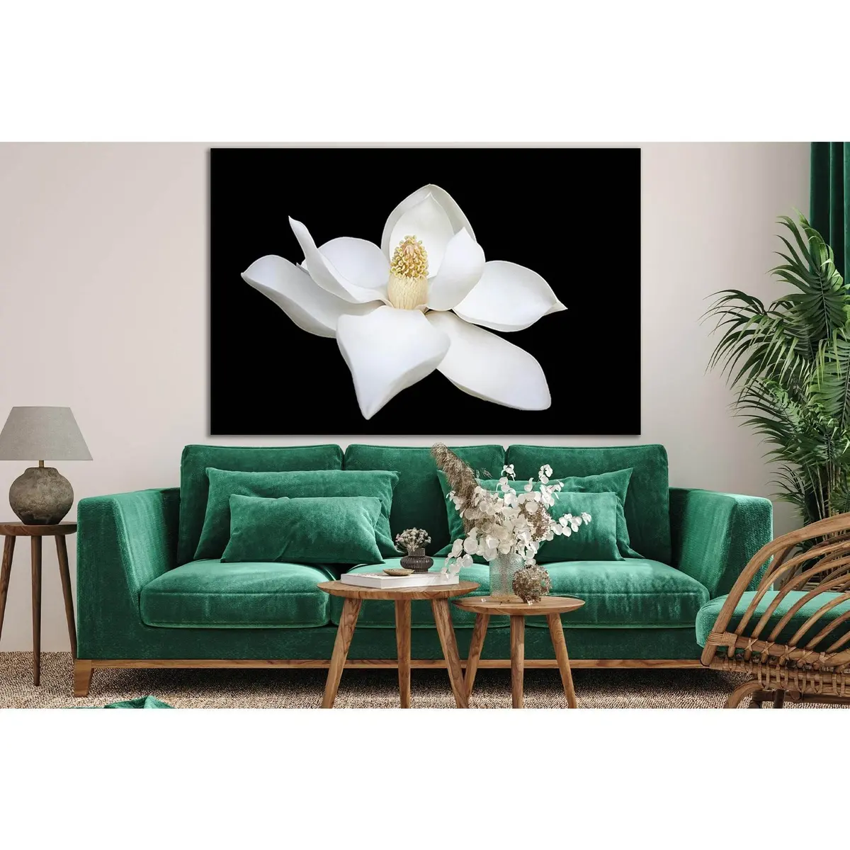 Magnolia On A Black Background №Sl688 Ready To Hang Canvas Print 1