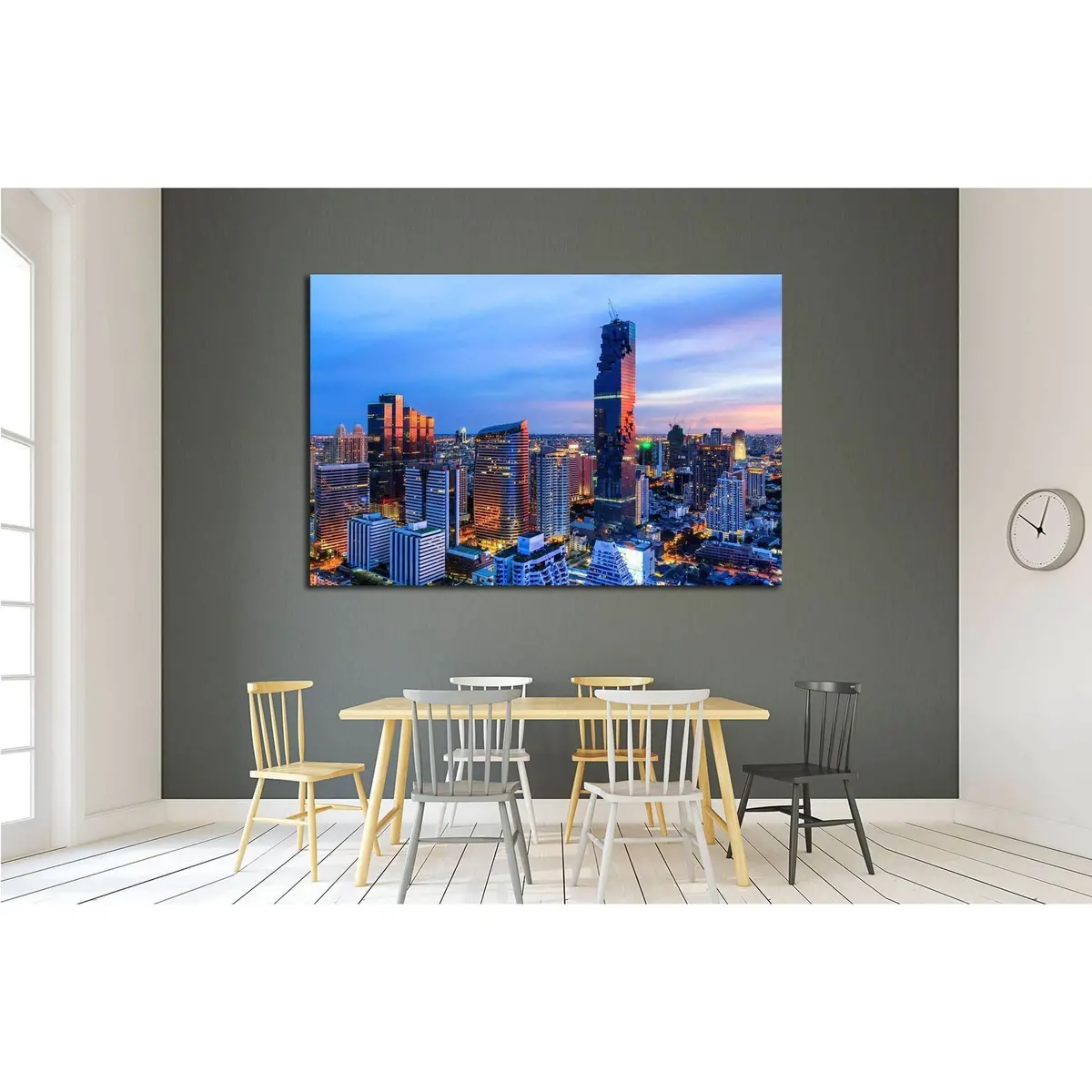 Mahanakorn Tower City Center Business Of Bangkok. Sunset, Silom Area, Bangkok №2206 Ready To Hang Canvas Print 3