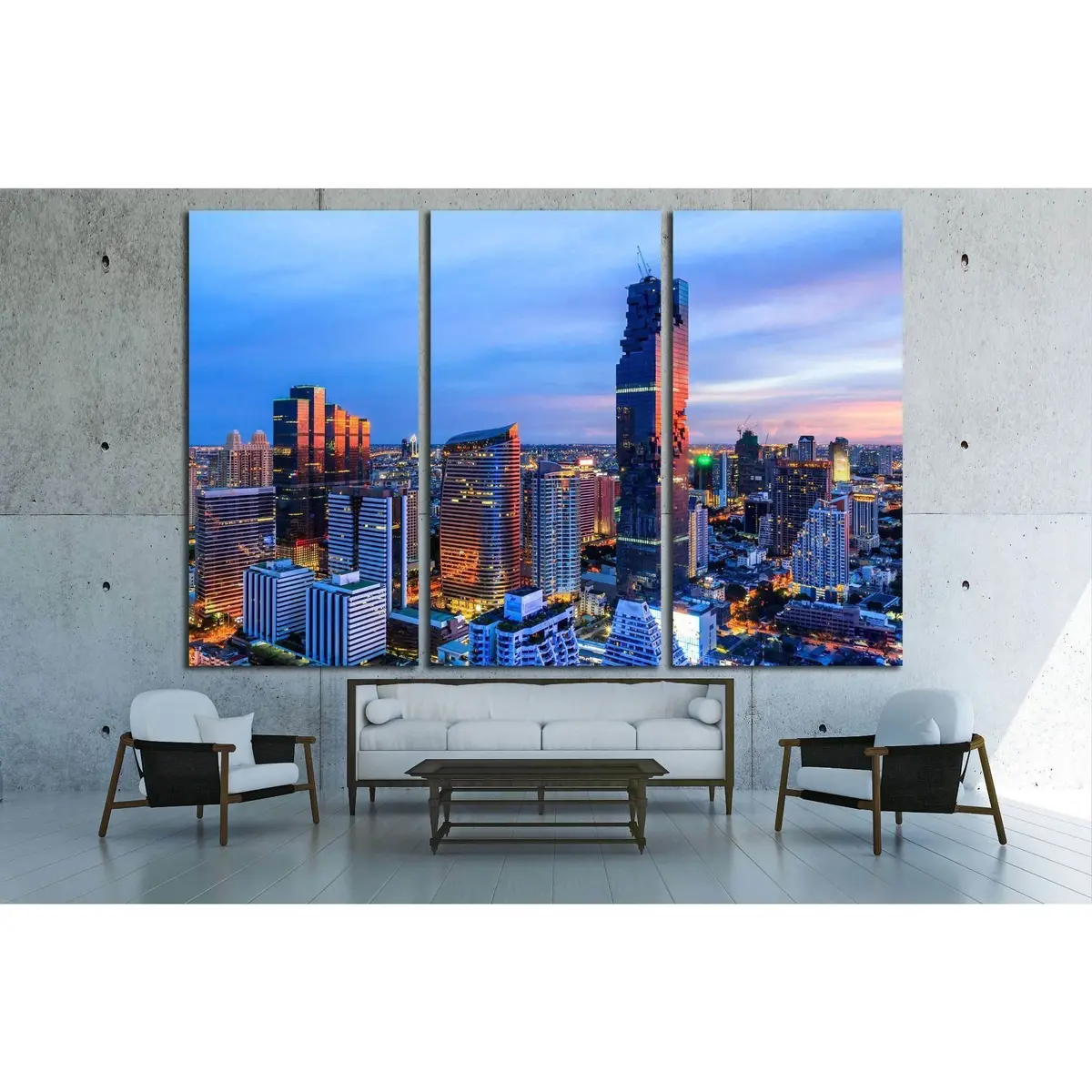 Mahanakorn Tower City Center Business Of Bangkok. Sunset, Silom Area, Bangkok №2206 Ready To Hang Canvas Print 5
