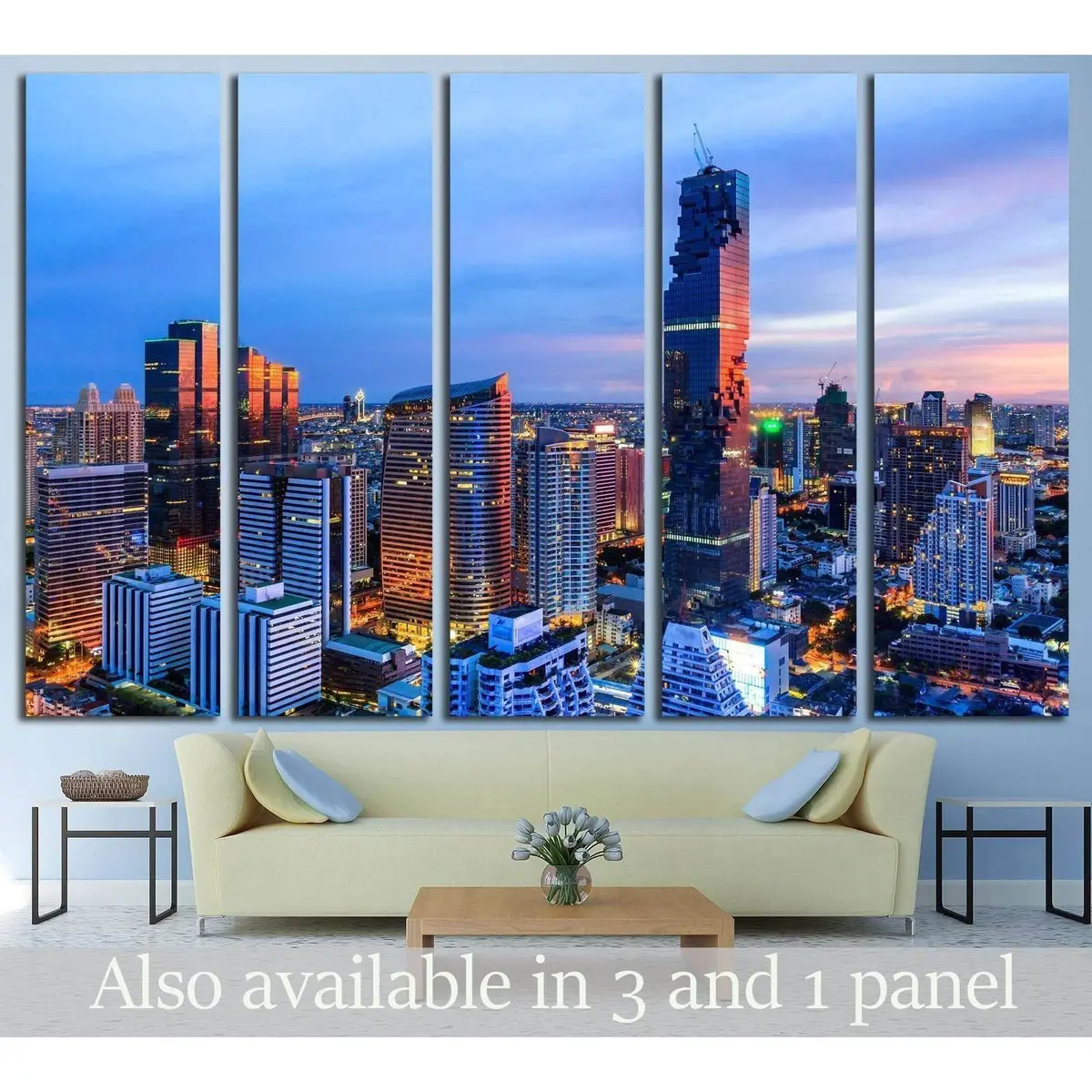 Ready-to-Hang Canvas Print: Mahanakorn Tower at Sunset, Silom Area, Bangkok